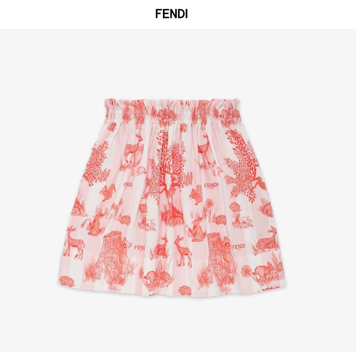 สลับแท้ เกรดเทพ Size 90-150 เสื้อผ้าเด็กแบรนด์เนม FENDI Jersey junior T-shirt + Junior Skirt Poplin งาน 1:1 เซตงานเสื้อยืดขาวกับกระโปรงลายผ้าชนะเลิศ เนื้อผ้าการันตีความพรีเมียม