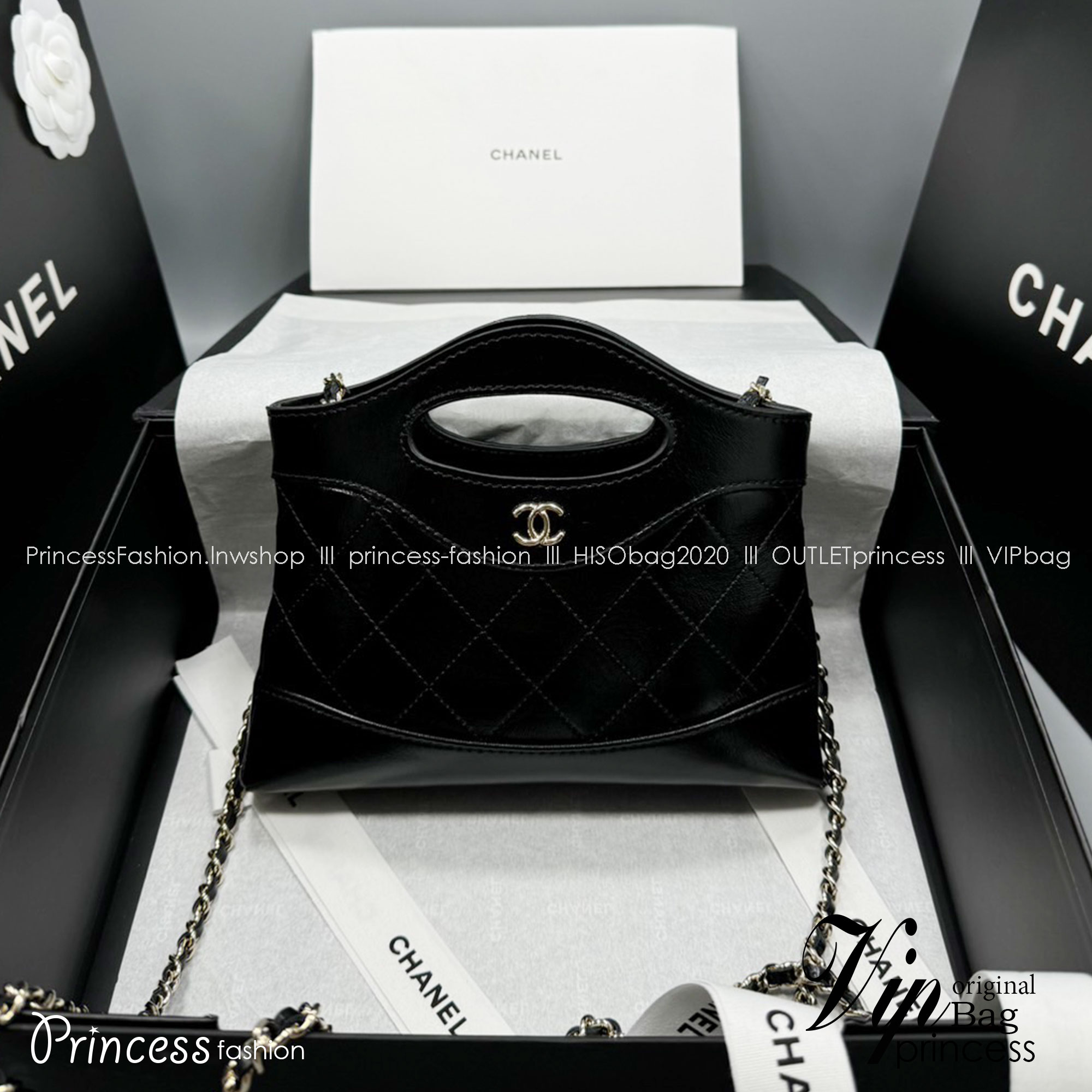 Chanel 31 Mini Shopping Bag / Chanel Hobo Mini Bag กระเป๋าสะพายมือจับในตัวไซส์มินิ หนังแท้ เกรดออริ ท็อป สลับแท้ 1:1