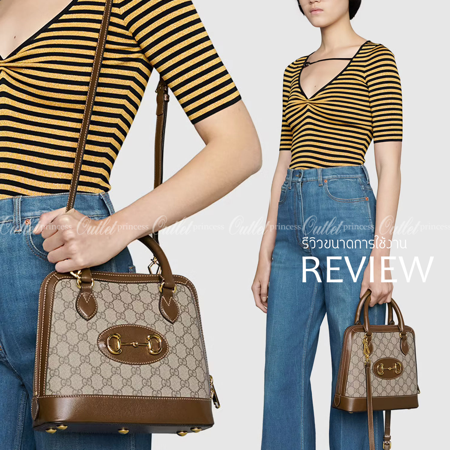 VIP GIFT 】หนังแท้ GUCCI Horsebit 1955 small top handle bag