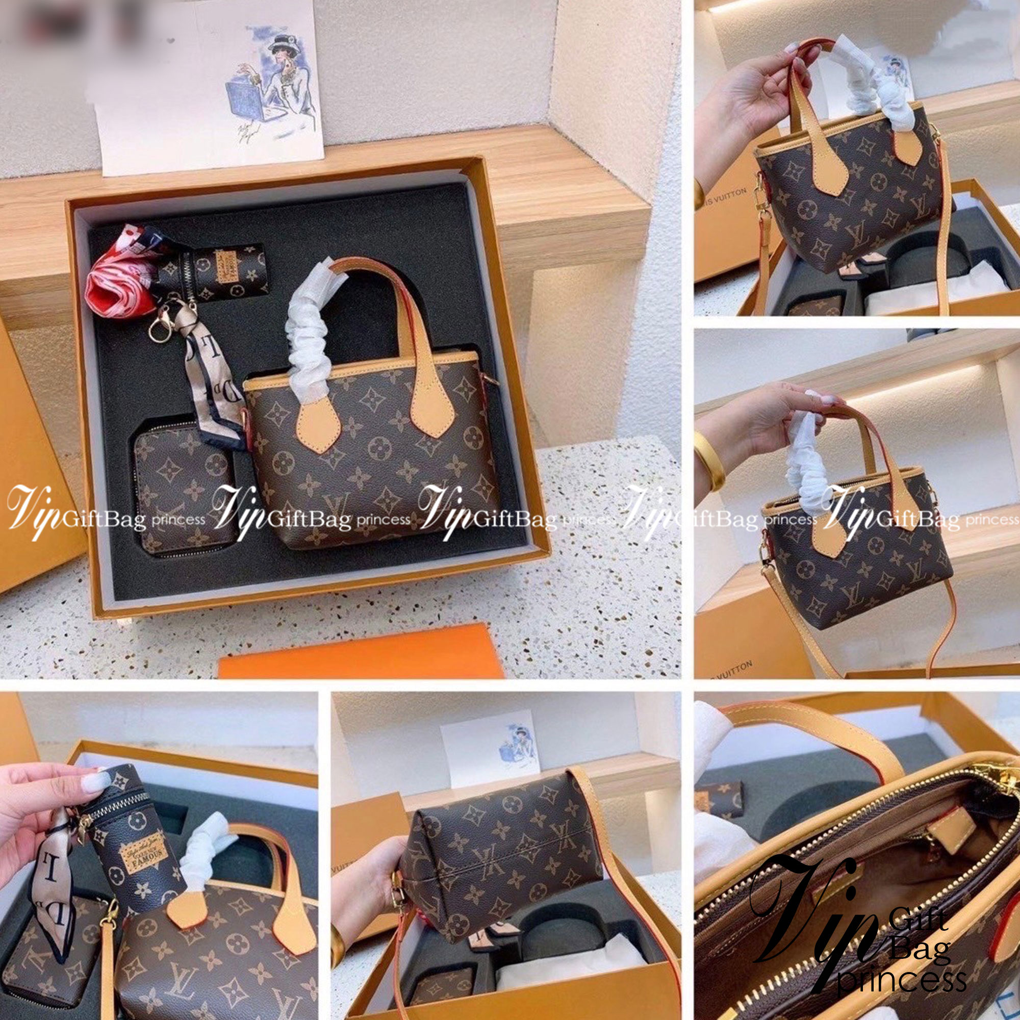 Set 3 ชิ้น LV Mini Tote Bag New in!! กับ box set ชวนสะสม ที่จับเอารุ่นยอดฮิต มามิกซ์รวมกับไอเท็มสุดคุ้มของมันต้องมี!! จัดเรียงให้อยู่ในกล่องสุดหรู ไม่ว่าจะตัวกระเป๋า กระเป๋าสตางค์ กระเป๋าจิ๋ว ใบไหนๆก็นำมาใช้งานได้จริง คุ้มค่ามากๆ แถมฟรี! ริบบิ้นลายลิมิเต็