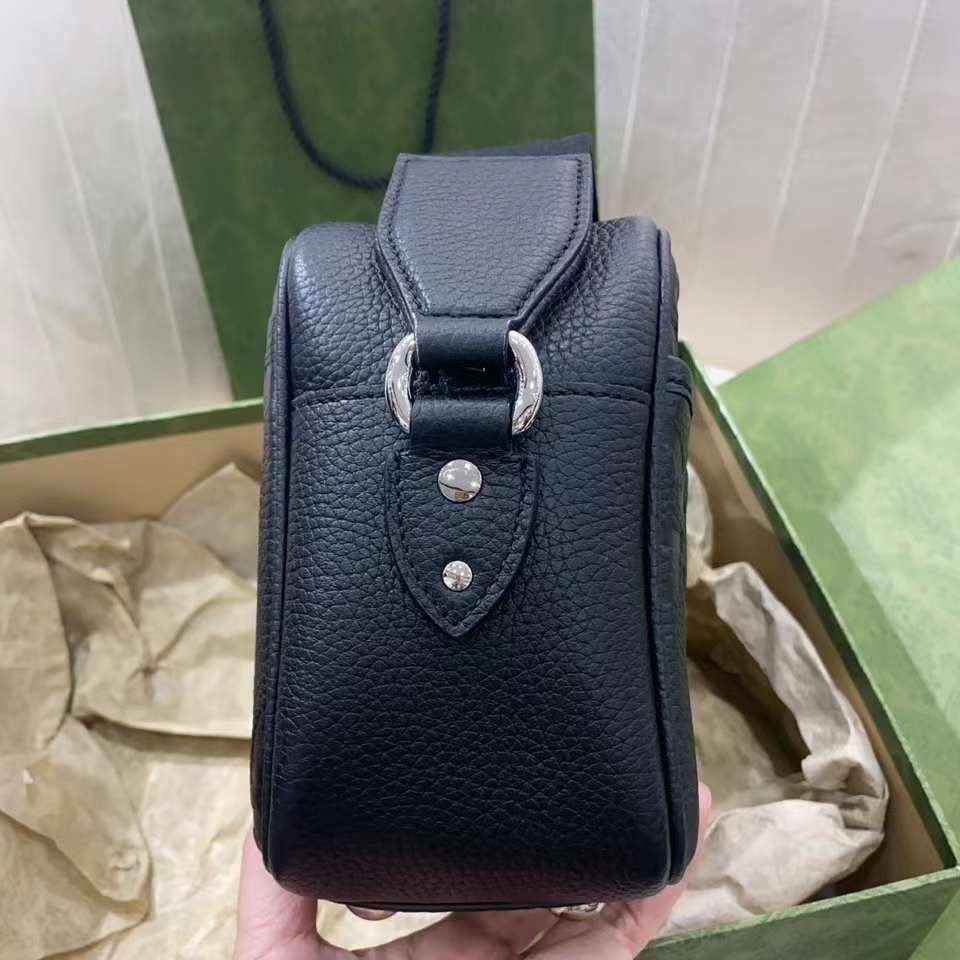 GUCCI JUMBO GG MEDIUM MESSENGER BAG Black jumbo GG leather กระเป๋าทรงแมสเซ็นเจอร์สีดำคลาสสิค เกรดออริ ท็อป สลับแท้ 1:1 เกรดดีสุด ใช้งานต่างประเทศได้