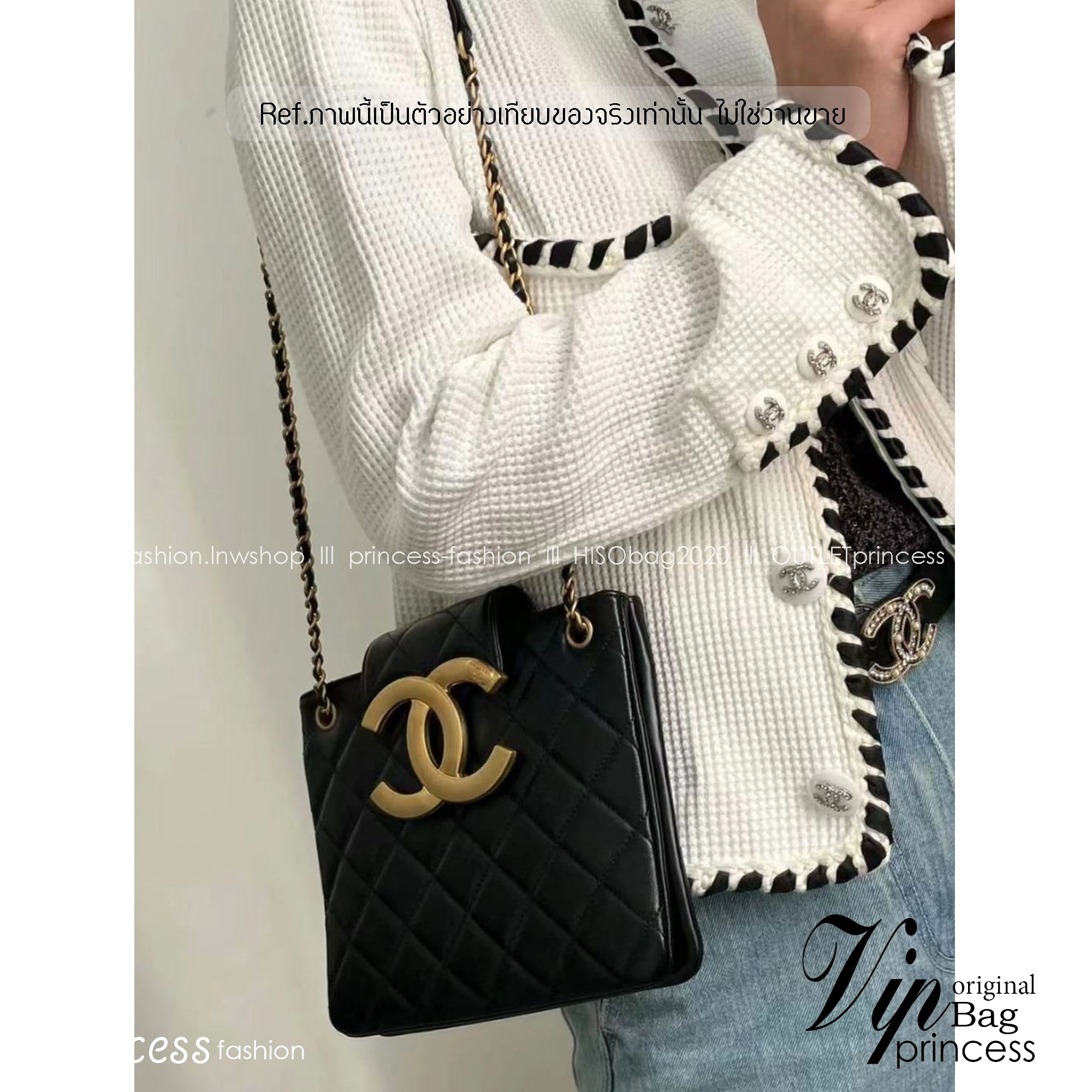 Chanel 24C bag / CHANEL WITH CHAIN / CHANEL Casual Style กระเป๋าสะพายหนังนิ่มลื่นเงาสวย Plain Leather Party Style Office Style