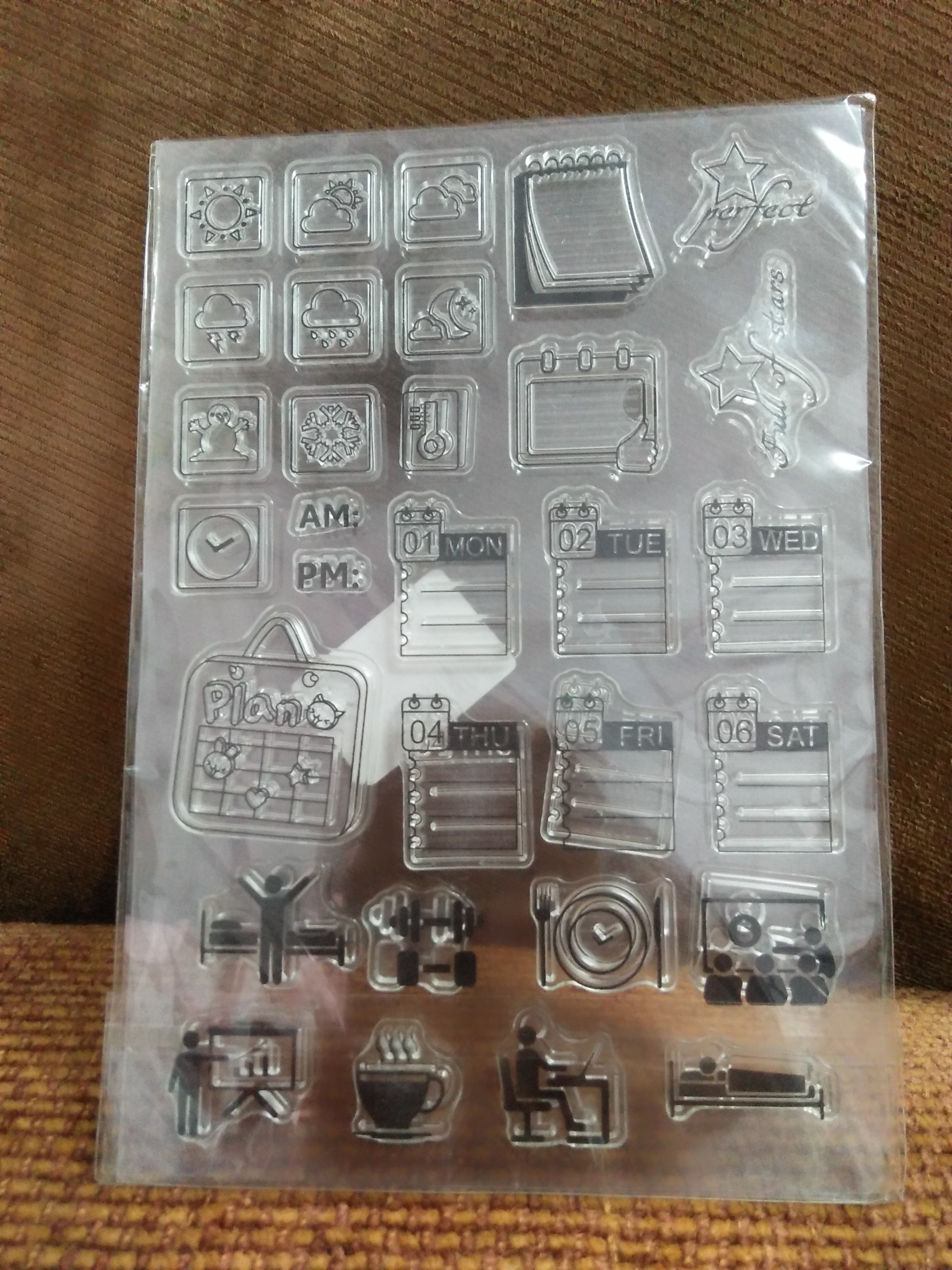 ตัวปั๊มใส ชุดปฏิทินงาน สภาพอากาศ