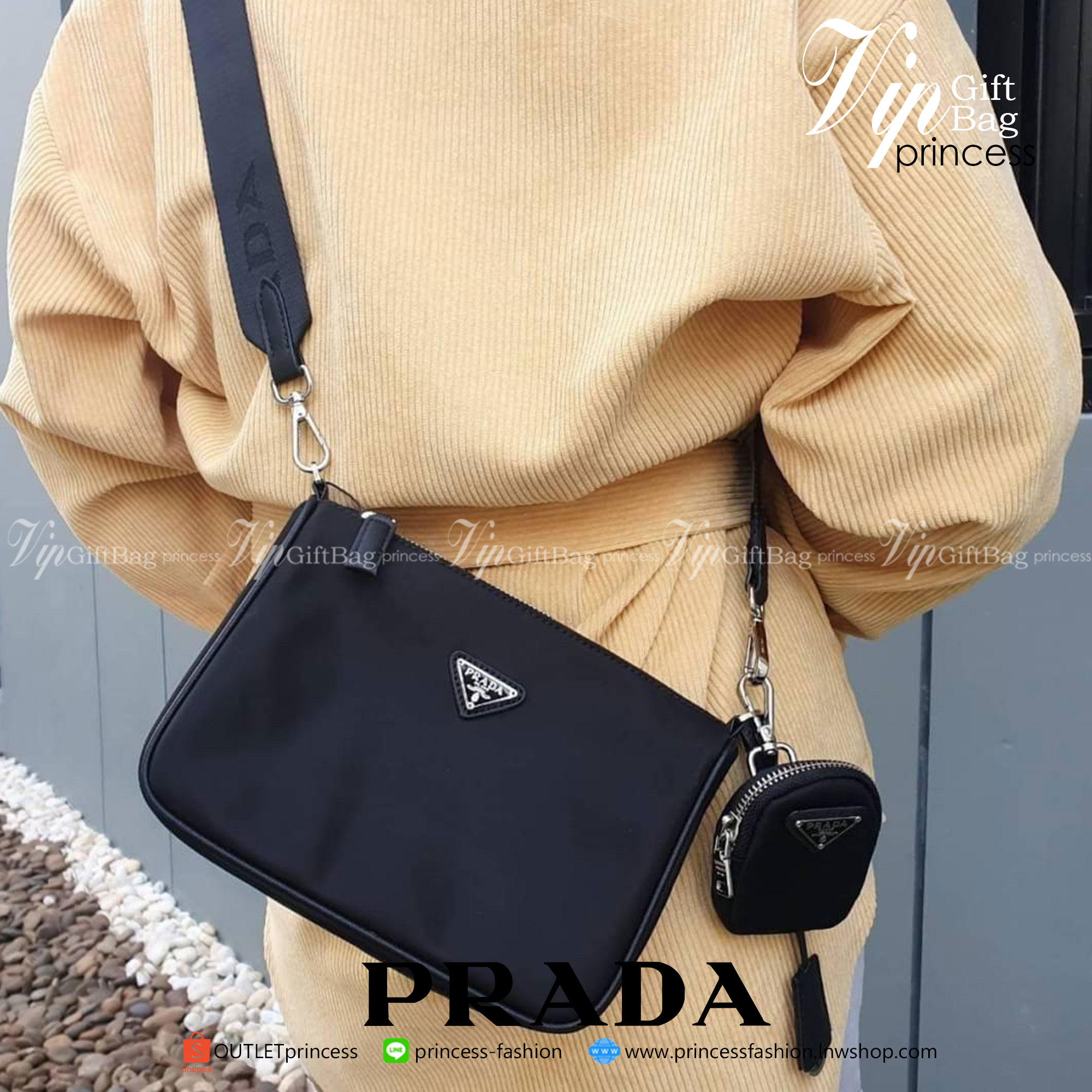 งานพรีเมี่ยมกิ๊ฟท์แท้ จากแบรนด์ PRADA ซื้อ1 ได้ไปถึง3 สายแบนสะพาย CROSSBODY