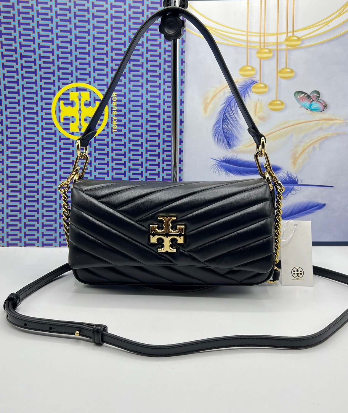 Tory Burch Kira Chevron Flap Small Shoulder Bag กระเป๋าสะพายดีไซน์รูปทรงคลาสสิค ดูผู้ดีหรูหรา เกรดออริ สลับแท้ 1:1 ใช้งานต่างประเทศได้