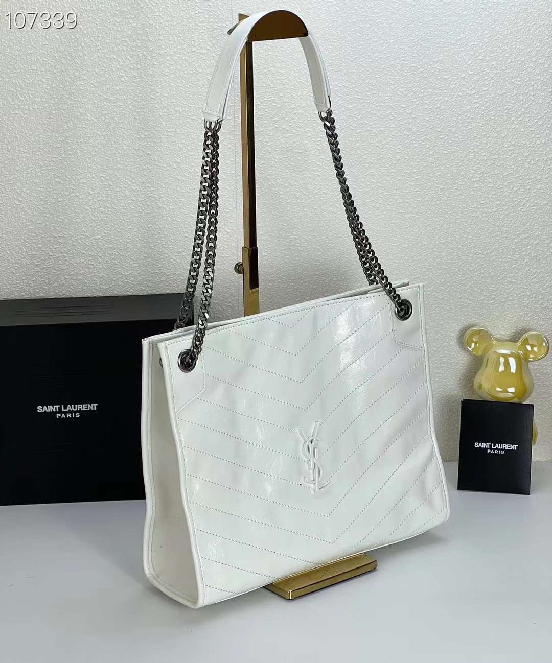 YSL NIKI SHOPPING IN VINTAGE LEATHER 32cm / YSL TOTE BAG กระเป๋าสะพาย เกรดหนังเงาสวยเต็มใบ เกรดออริ 1:1 ใช้งานต่างประเทศได้