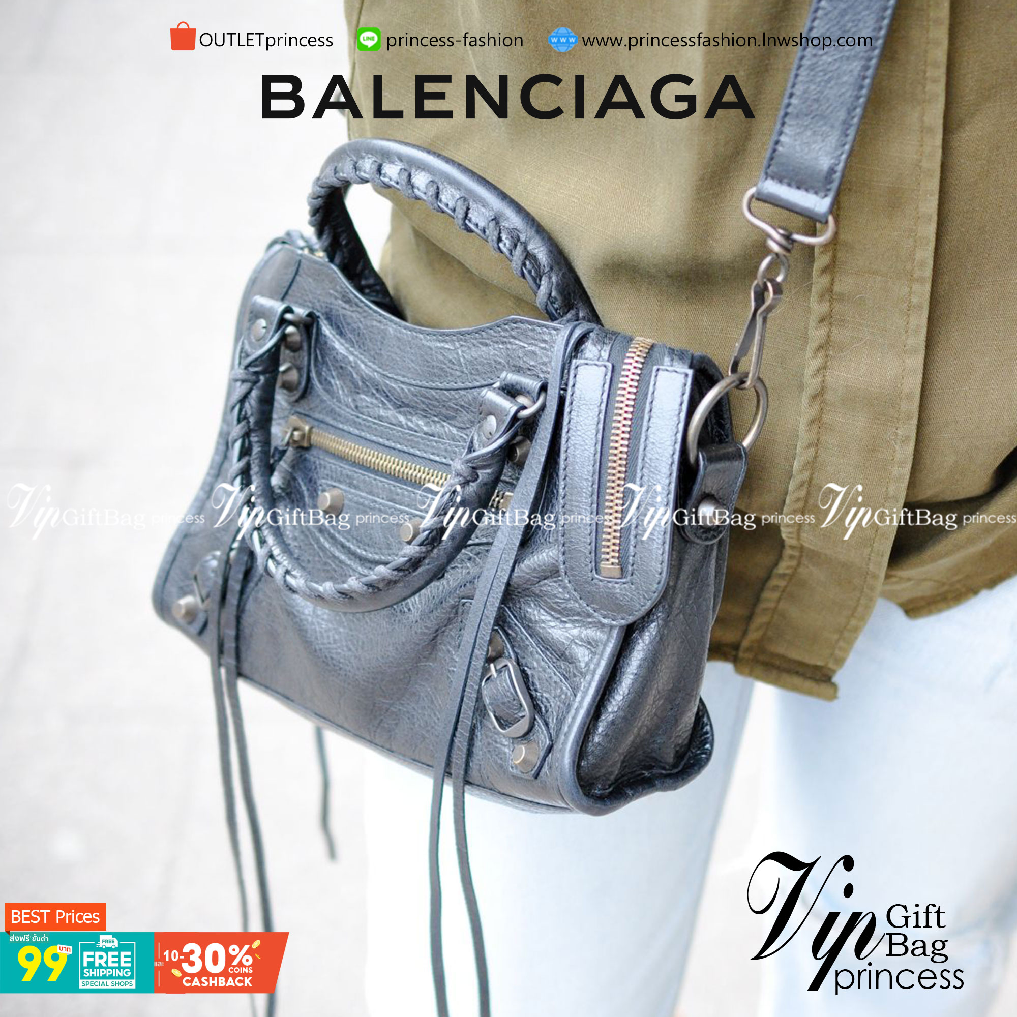 VIP 】หนังแท้ BALENCIAGA Classic City Mini Shoulder Bag พร้อมส่งที่ไทย โทนสีสวยละมุน