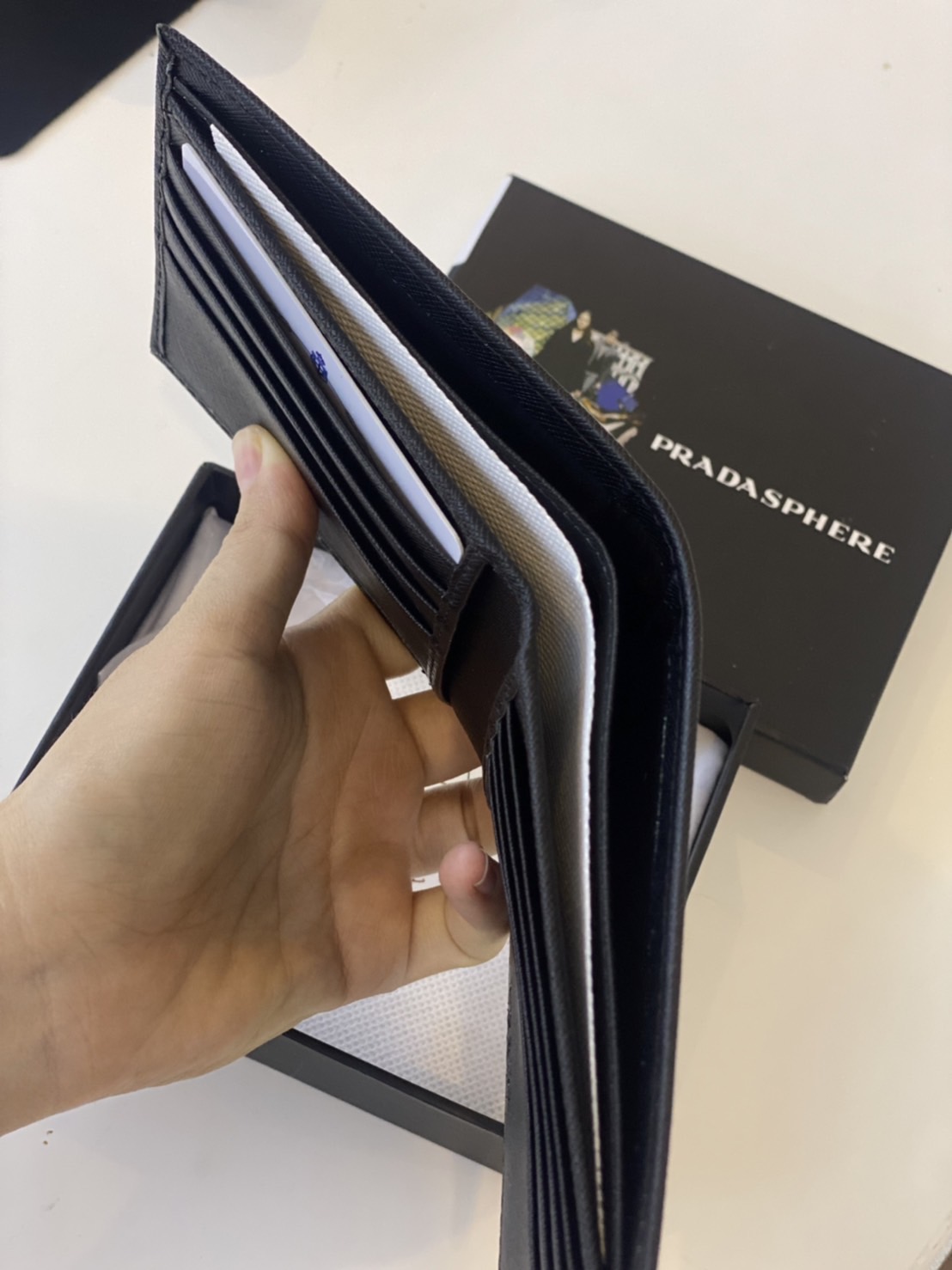 PRADA Short Wallet Men / Prada Leather Wallet - Black เกรดออริจินอล พร้อมส่งที่ไทย พร้อมกล่อง Box Set