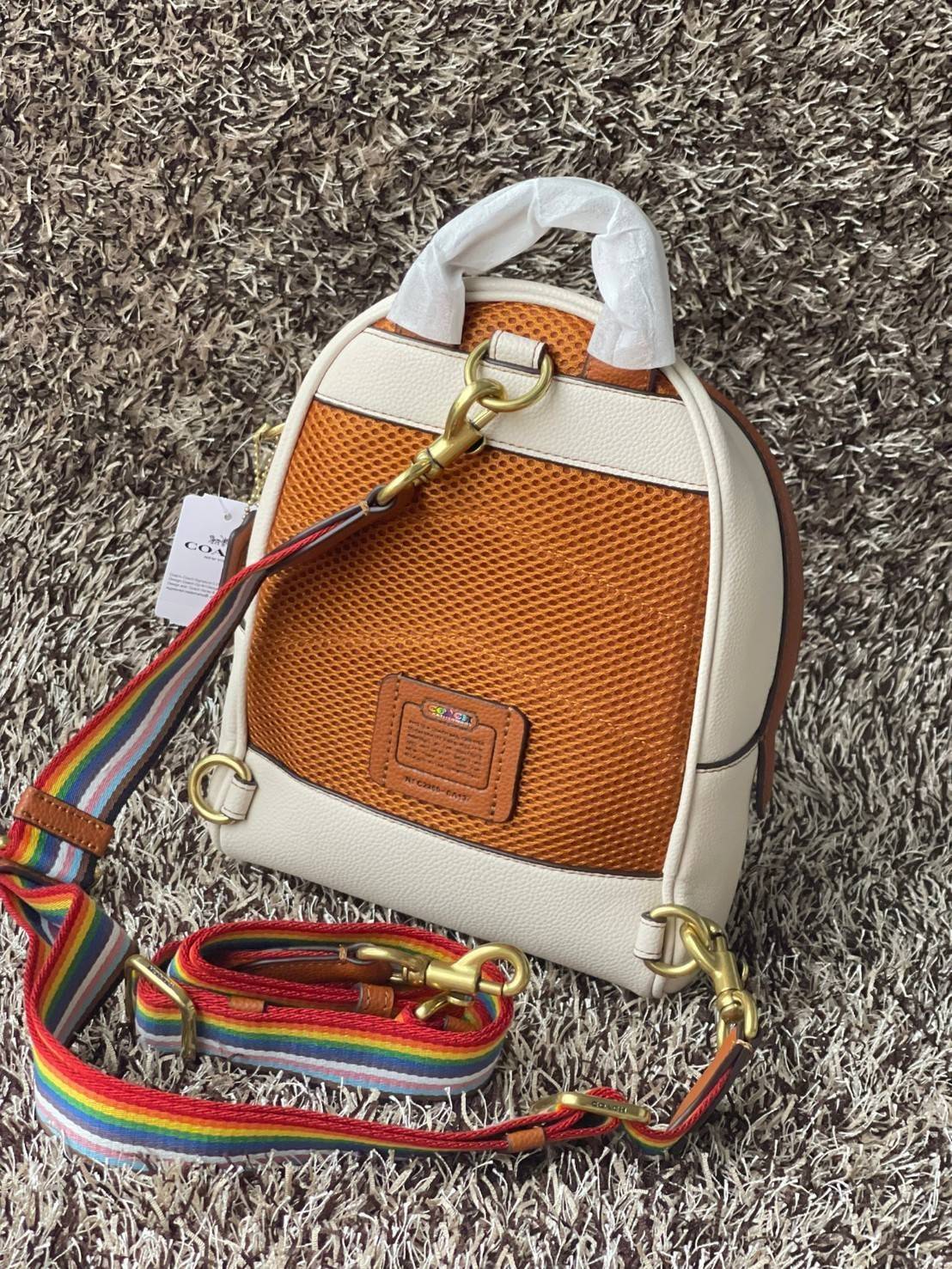 COACH CHARTER BACKPACK WITH PATCHES กระเป๋าเป้สะพายรุ่นนี้เป็นส่วนหนึ่งของ Coach Pride Collection ซึ่งเป็นการเฉลิมฉลองความเสมอภาค ความหลากหลาย และการแสดงออกถึงตัวตนที่แท้จริงภายในชุมชน LGBTQIA+ ในเดือนนี้และทุกเดือน กระเป๋าเป้ใบเล็กใบนี้เป็นรูปทรงย้อนยุคพ