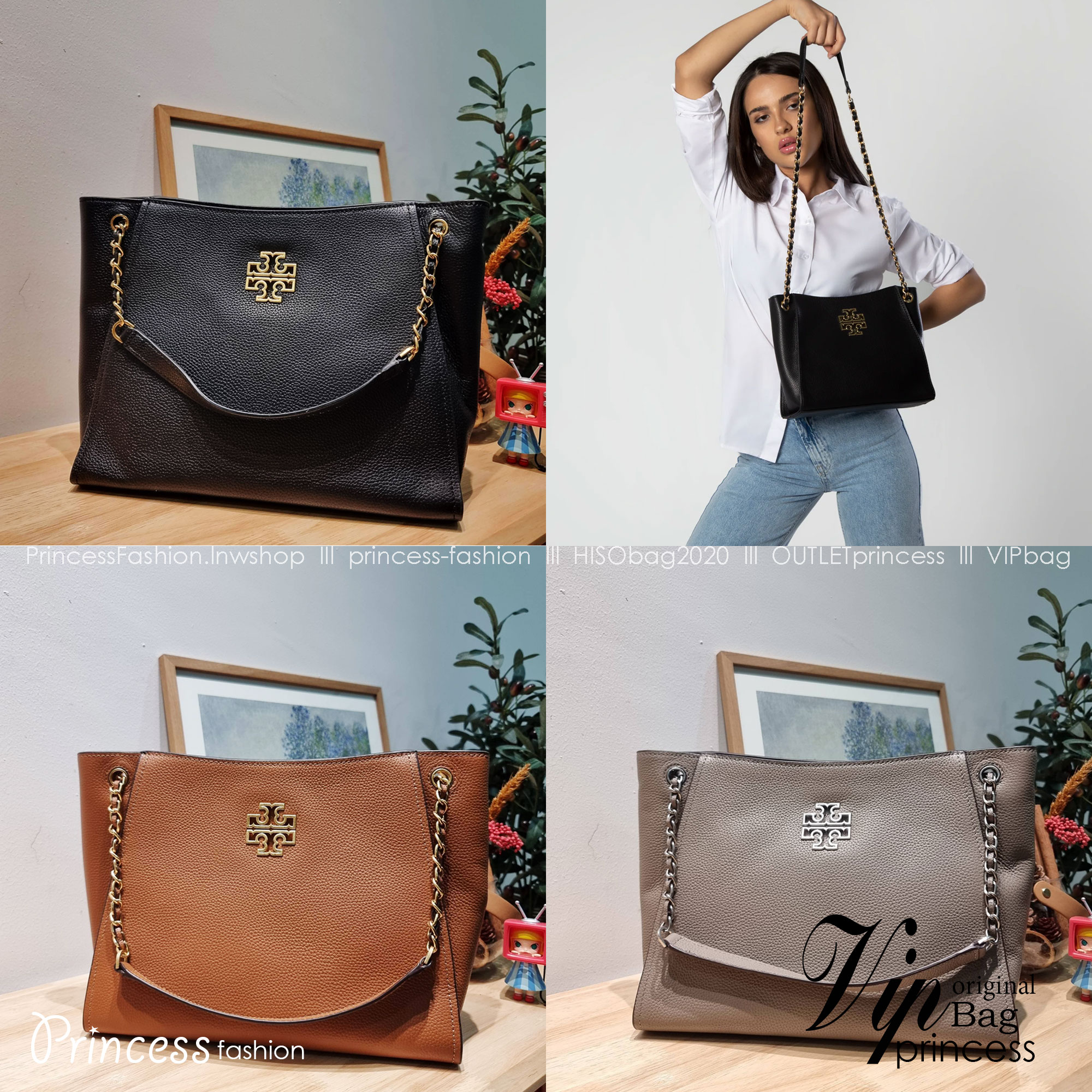 TORY BURCH BRITTEN SMALL SLOUCHY TOTE / TORY TOTE BAG / TORY BAG กระเป๋าสะพายตัวแม่ รุ่น top ที่สวยดูแพง ใช้งานสะดวกมาก ดีไซน์ออกมาได้เรียบหรู ผู้ดี