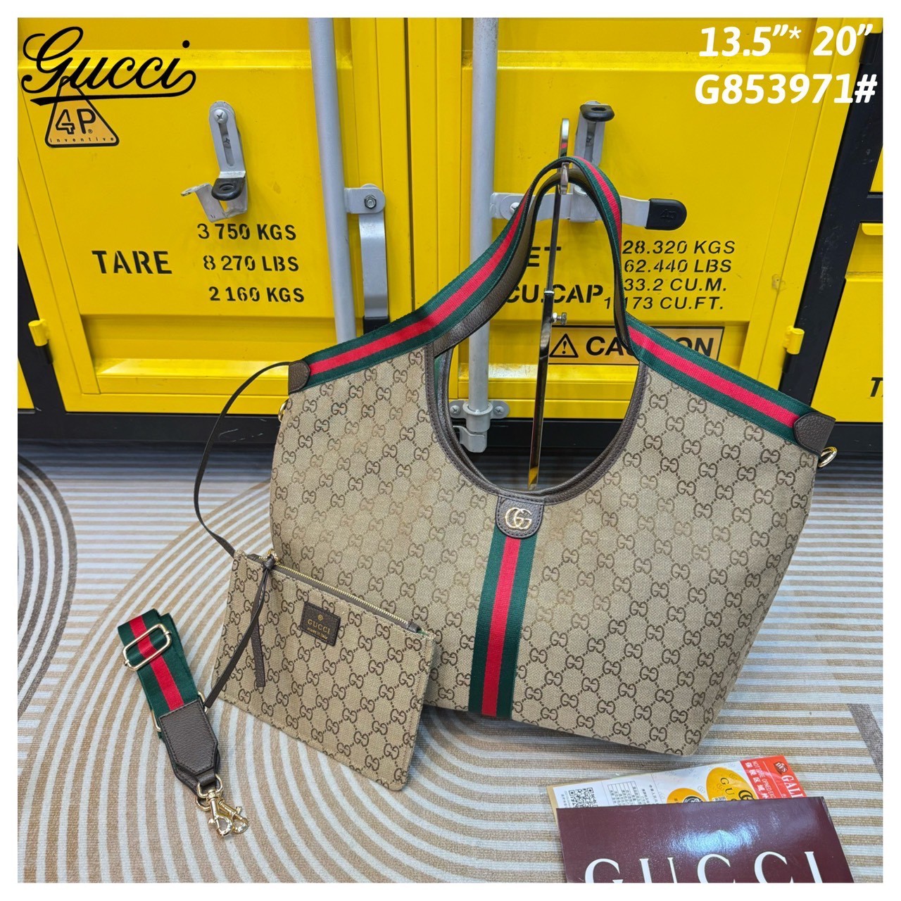 Gucci Giglio Large tote bag กระเป๋าทรงสะพายทรงโท้ทใบใหญ่ ดีไซน์ใหม่ล่าสุด สวยหรู่เท่มาก มาพร้อมใบเล็กเข้าเซ็ท พร้อมสายสะพายยาวเขียวแดงเป็นเอกลักษณ์ ภายในโล่งกว้าง