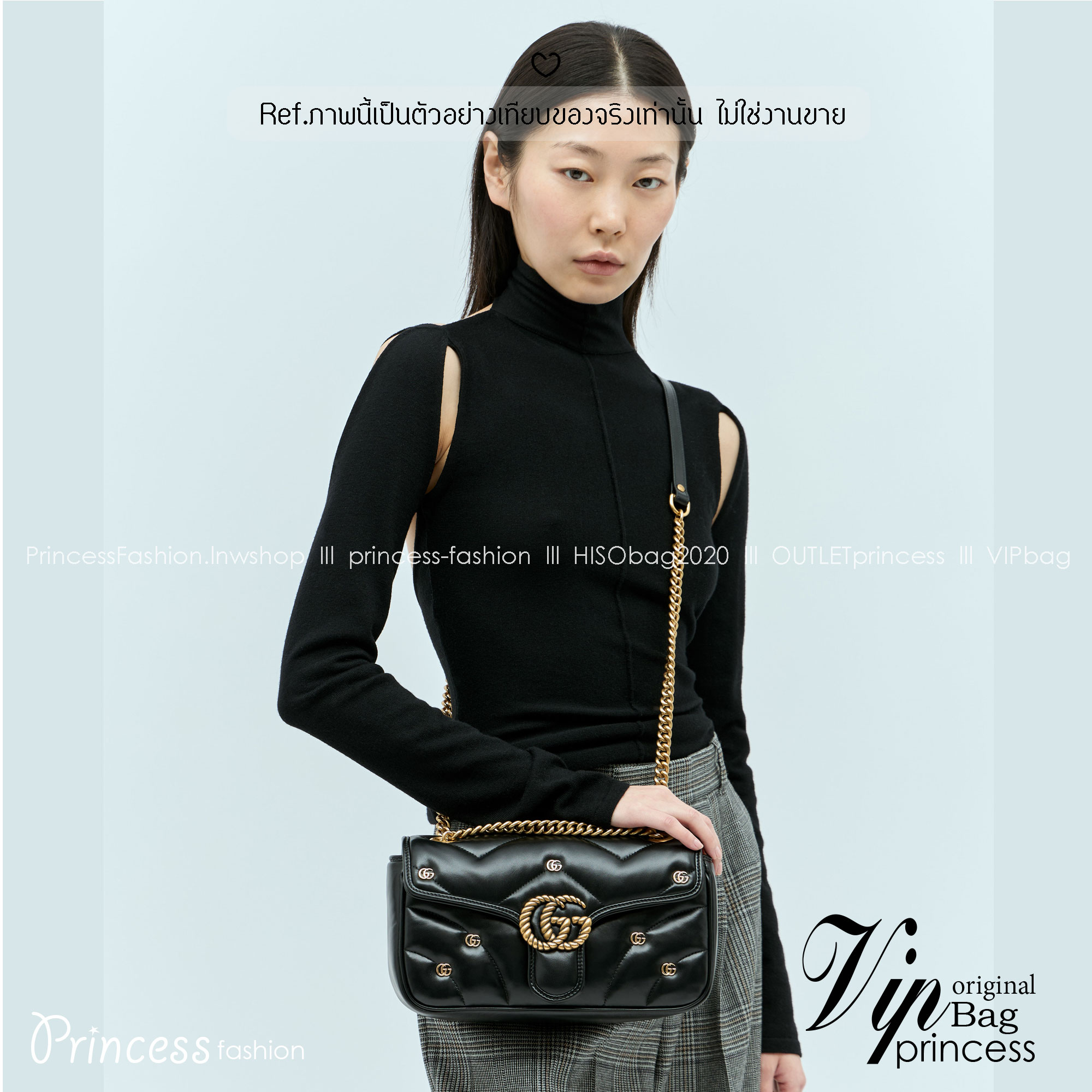 GUCCI GG Marmont Shoulder Bag with monogram-plaque กระเป๋าสะพายรุ่นคลาสสิค ดีไซน์ใหม่ ตกแต่งโลโก้ GG เต็มใบ เพิ่มความลูกคุณลักชูไปอีก สีสวยขับผิว ดูแพง อัพลุคได้สบายๆ