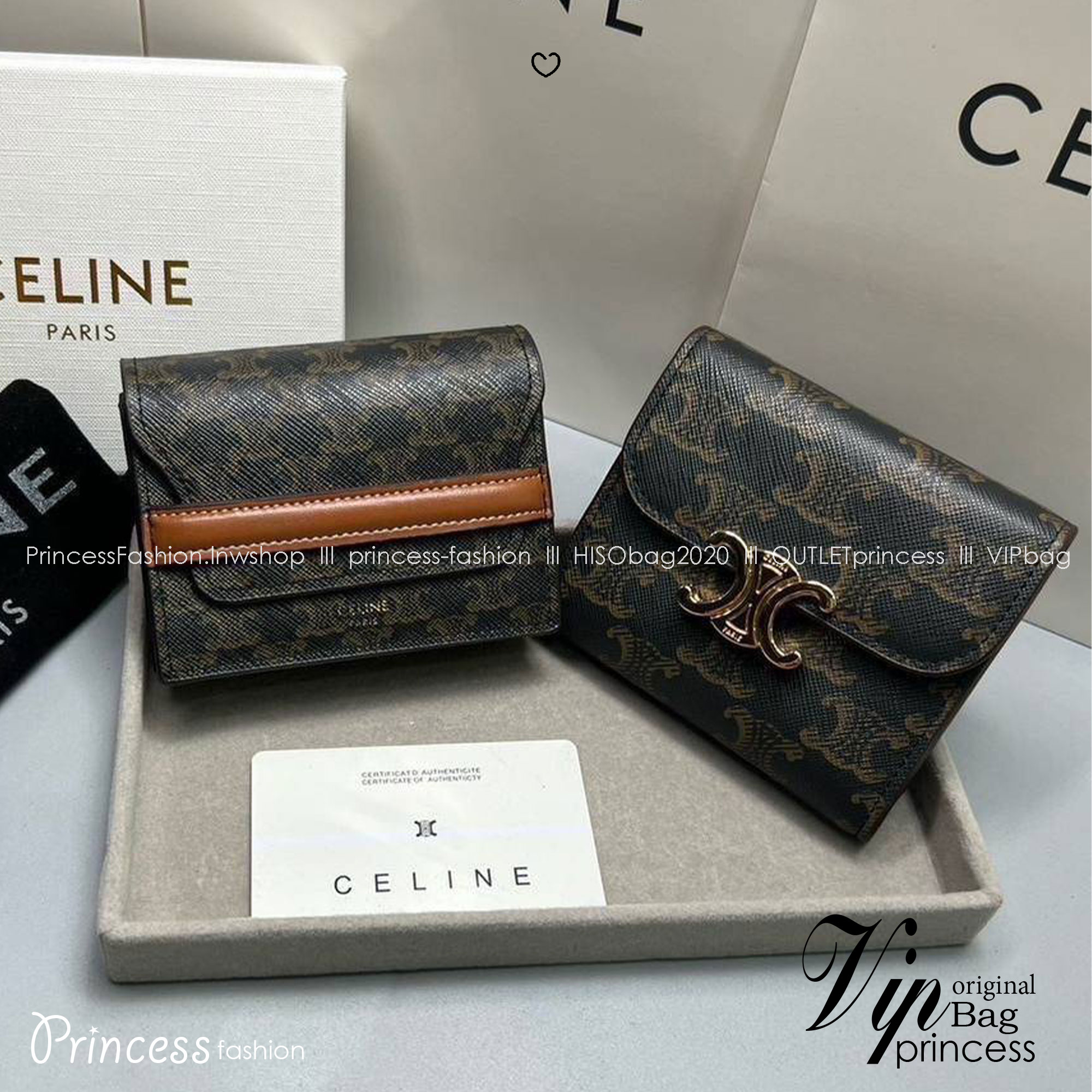ORI หนังแท้ | CELINE BUSINESS CARD HOLDER TRIOMPHE IN Triomphe / CELINE Wallet กระเป๋าสตางค์ใส่การ์ด ใส่เหรียญ กระเป๋าสตางค์ใบสั้น กระเป๋าสตางค์ซีลีน