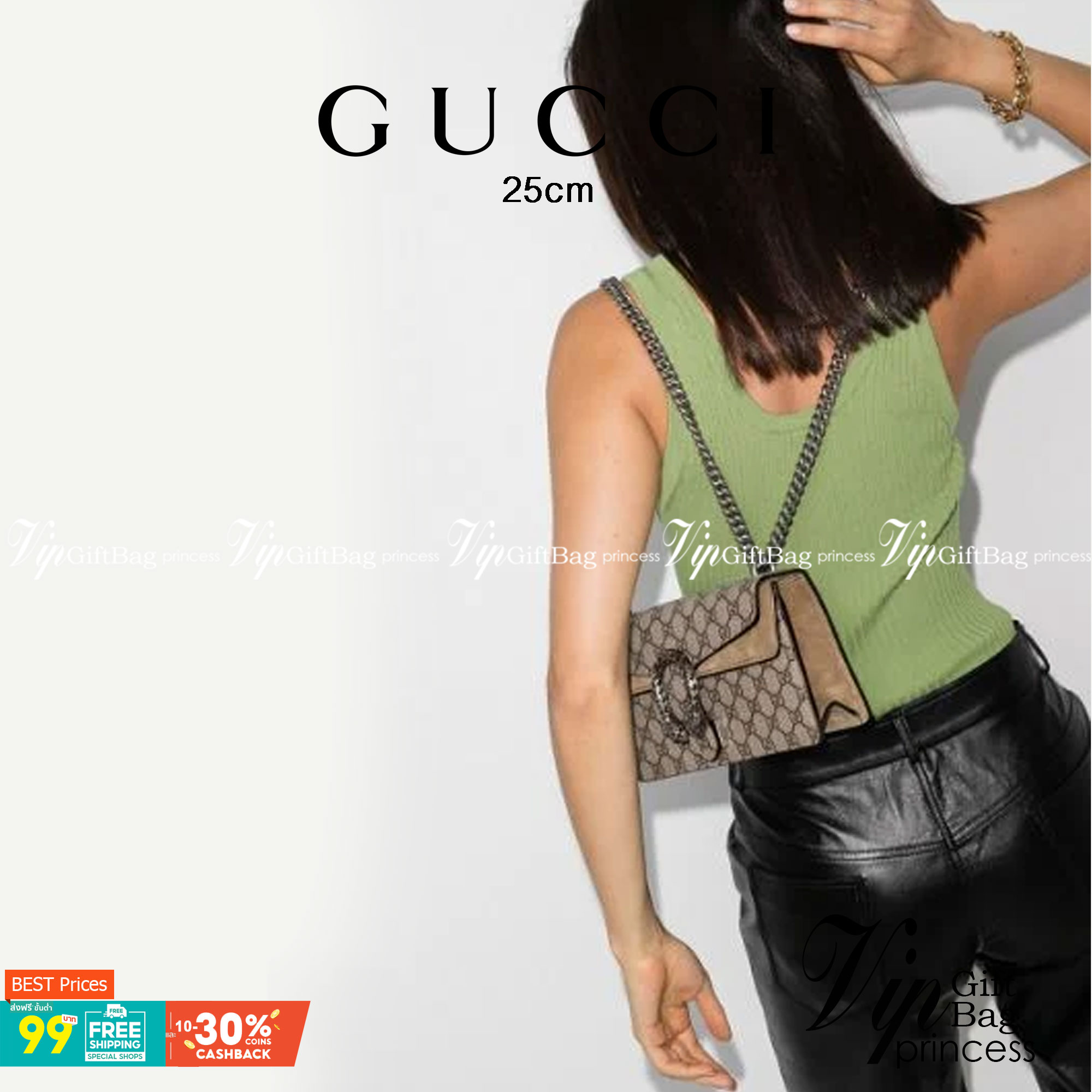 25CM หนังแท้ GUCCI Dionysus GG Supreme mini bag ฮอตไอเท็ม รุ่นนี้ขายดีขายหมด สวยหรู คุณหนู ผู้ดีมาก!! นานๆ มาจะมาน้าา รุ่นหายากค่ะ กระเป๋าสะพายข้าง ดีไซน์อยู่ทรง ขนาดกำลังสะดวกใช้สำหรับสาว วัสดุหนังแท้เต็มใบ ภายในแบ่งสัดส่วนได้เป็นอย่างดี งานจริงดีงาม สาว