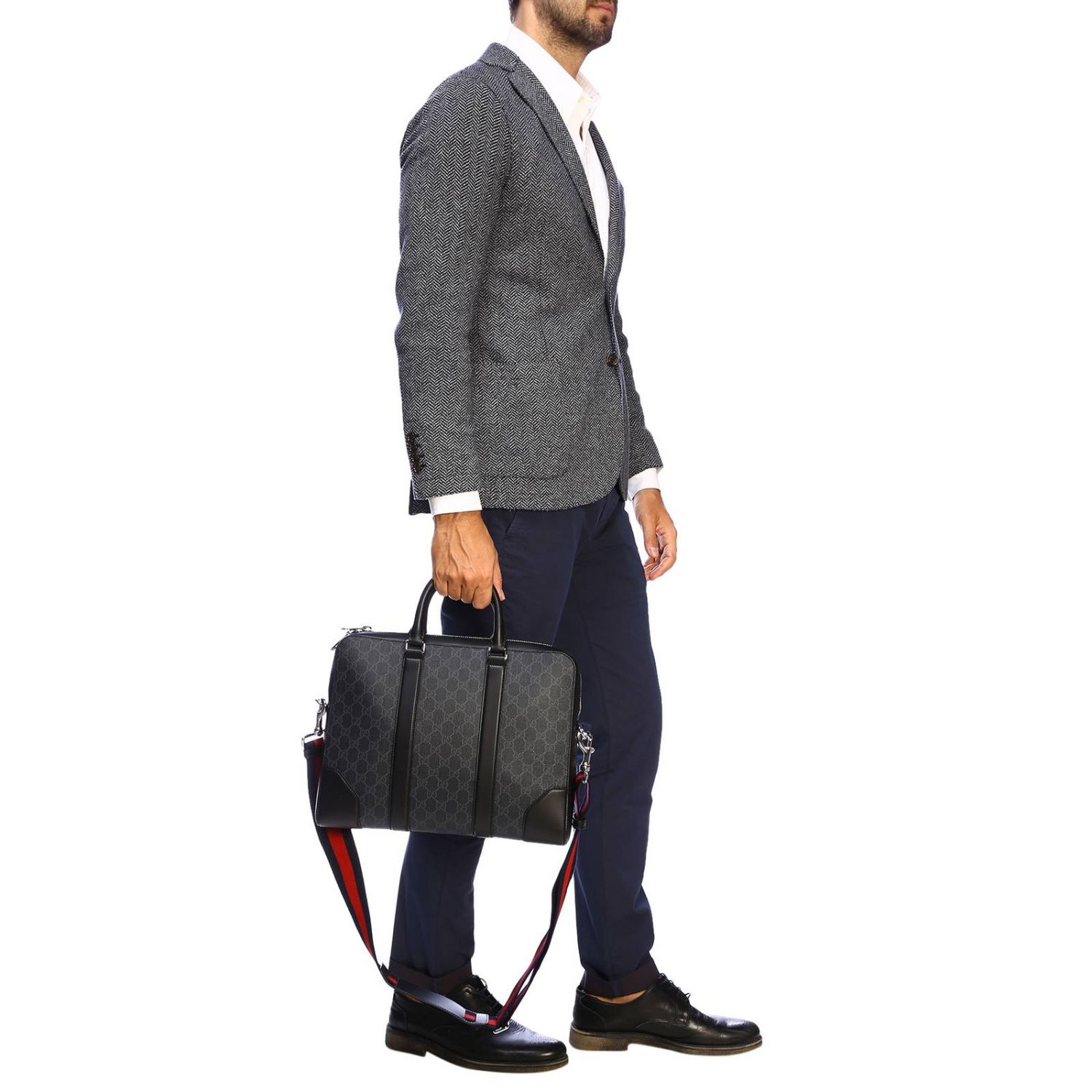 Gucci GG Supreme Briefcase พร้อมส่งที่ไทย ภาพสินค้าถ่ายจากงานจริง GG Supreme work bag with Web shoulder strap