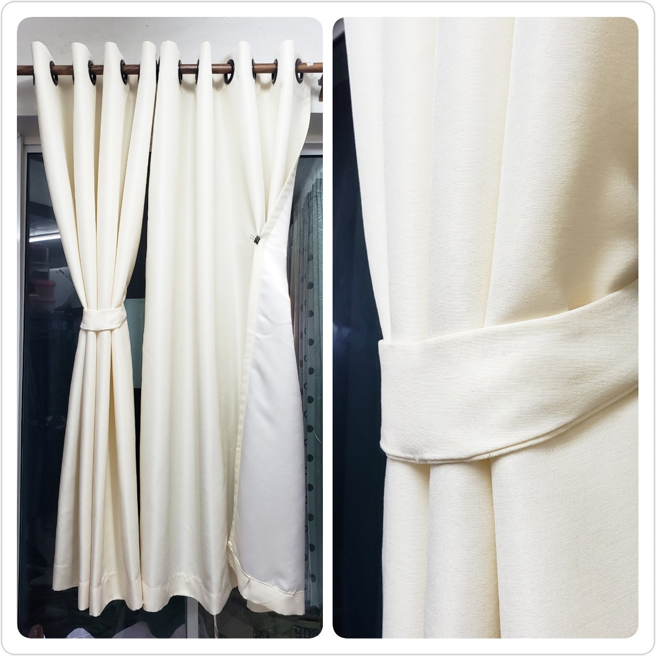 ผ้าม่านก.130*ส.180ซม./ผืน กันแสงUV95% ผ้าม่าน รุ่น มินิมอล(minimalist)สีครีมขาวอ่อน