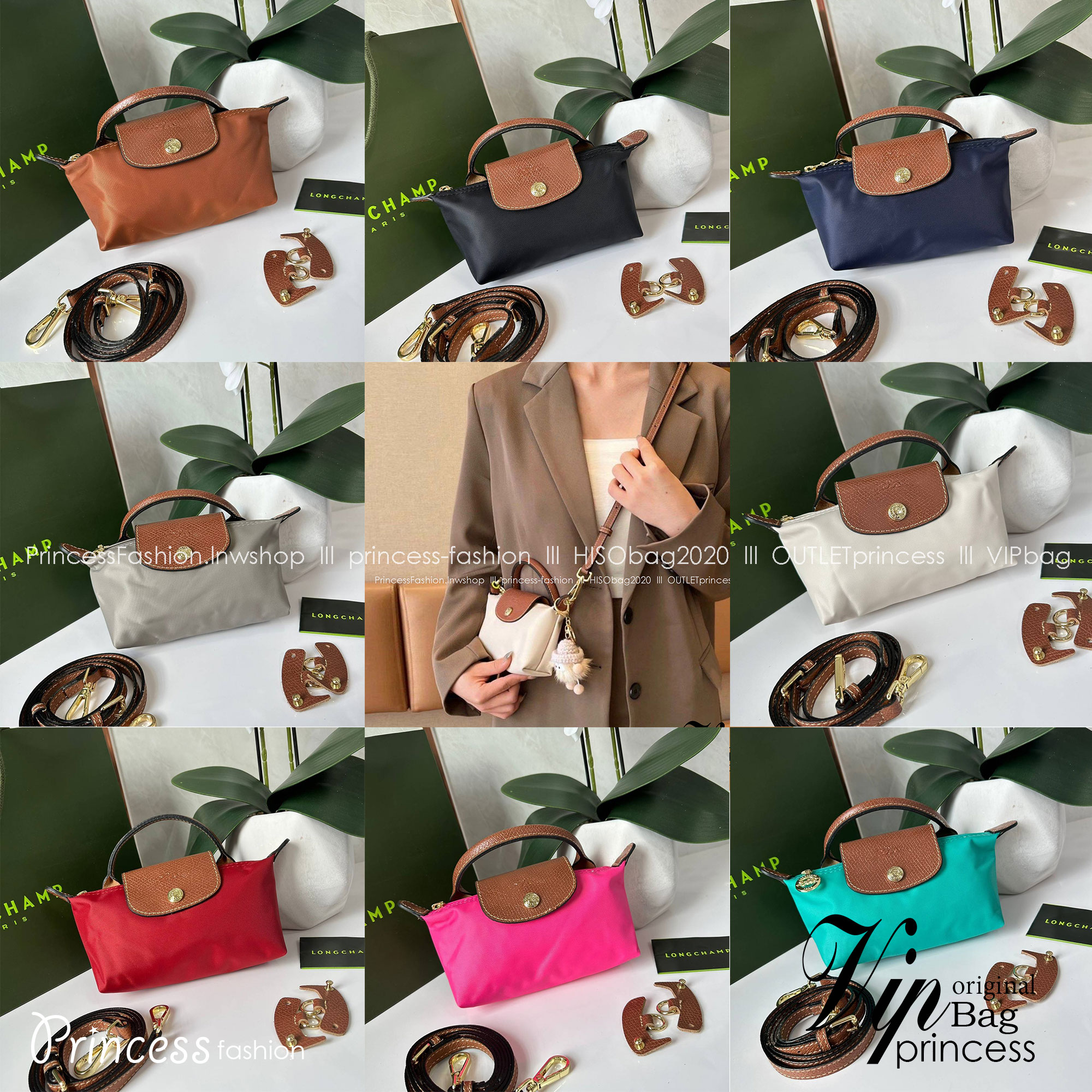 LONGCHAMP LE PLIAGE ORIGINAL Pouch with handle กระเป๋าใบเล็กขนาดกระทัดเหมาะกับใส่ของจำเป็นจุกจิก กันน้ำได้ พร้อมส่ง