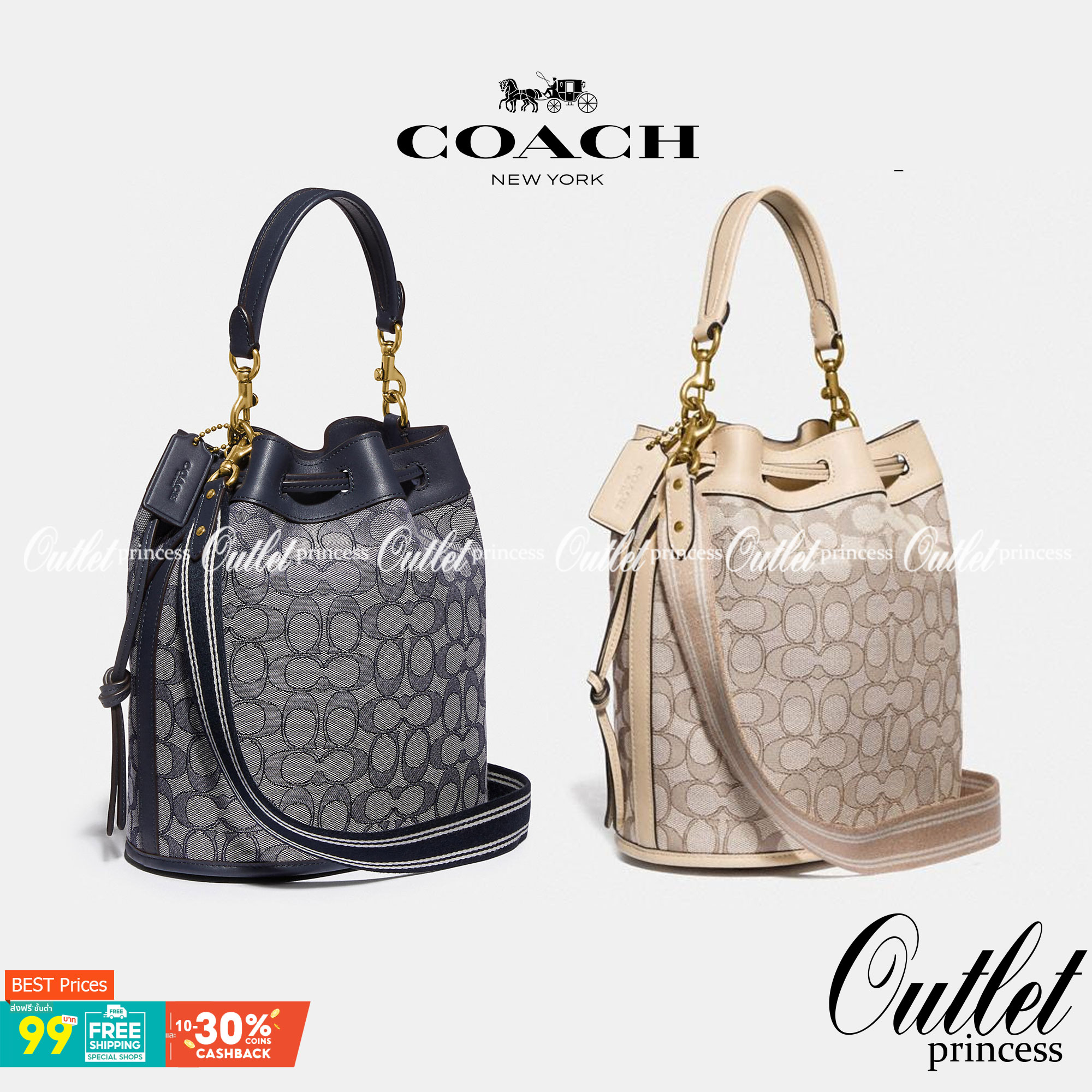 COACH FIELD BUCKET BAG IN SIGNATURE JACQUARD C3853 กระเป๋าสะพายทรงบัคเก็ต รุ่นใหม่ล่าสุด ดีไซน์ลายซิกเนเจอร์บนผ้า jacquard สวยคม เป็นเอกลักษณ์ไม่ซ้ำใคร มาพร้อมสายสะพายผ้าสปอร์ต และสายสั้นสำหรับคล้องแขนได้ สามารถรูดปิดปากกระเป๋าด้วยหนังรอบใบ เพิ่มดีเทลให้ต