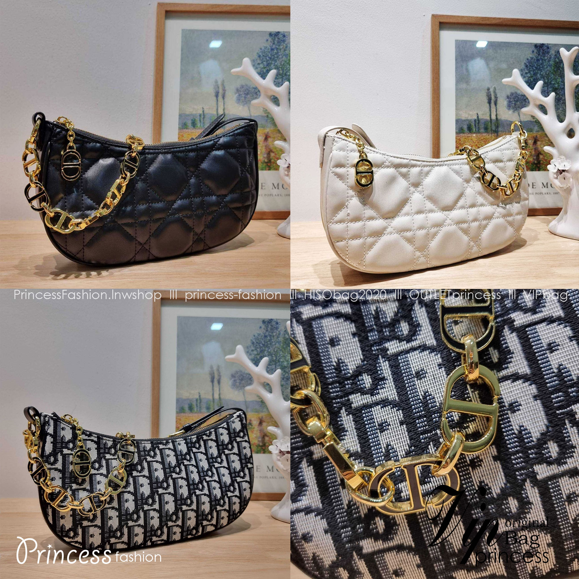 Dior Black Supple Macrocannage / CD LOUNGE BAG กระเป๋าสะพายทรงพอช สวยหรู ดีไซน์เรียบ แต่ดูแพง