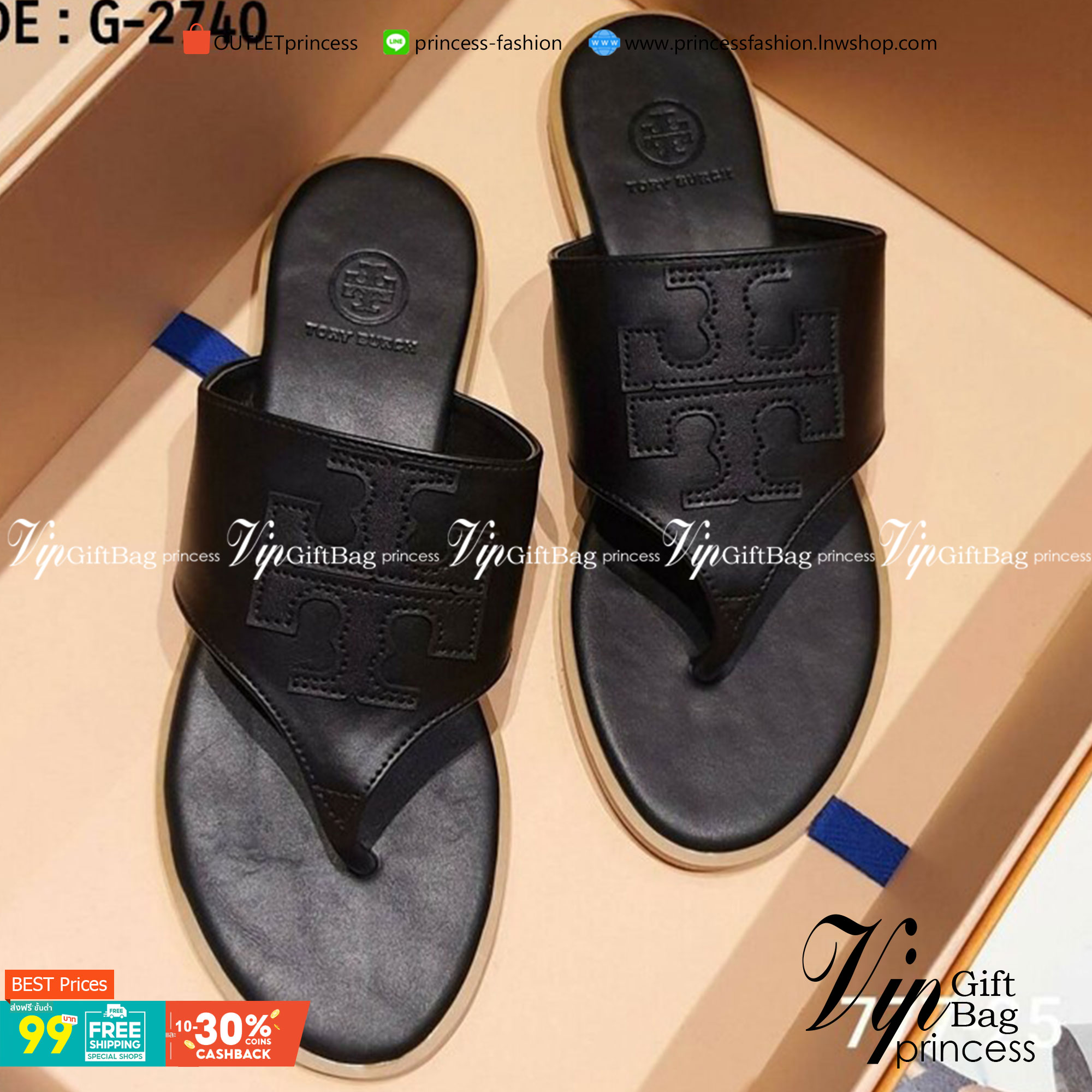 TORY BURCH SANDELS แตะหนีบ งานชนช้อป งานสวยมากคะ วัสดุหนัง PU ด้านหน้าว่างลายโลโก้แบรนด์ เรียบ หรู ดูแพงเกินราคาขายแน่นอนคะ แมทส์เข้าชุดง่าย น้ำหนักเบา