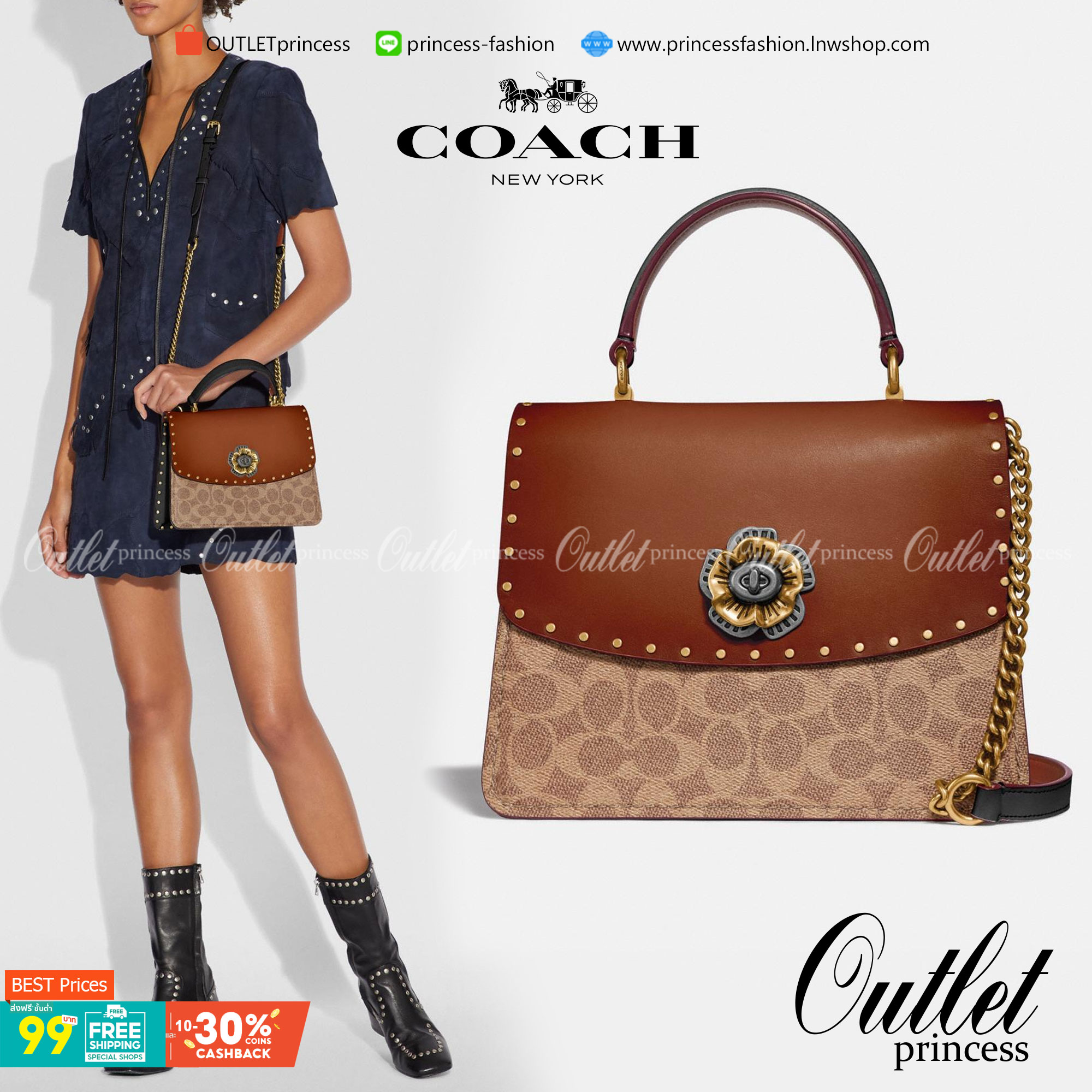 Coach Parker Top Handle In Signature Canvas With Rivet สินค้าใหม่ทรงน่ารัก ใช้แล้วดูแพงมากกก มีช่องใส่ขนาดกว้าง ใส่ของได้จำนวนมาก แถมยังสามารถถือเก๋ๆ แบบคุณนาย หรือสะพายเป็น crossbody ก็ได้ โดดเด่นด้วยลายsignature coach ใครยังไม่มีห้ามพลาดดดเลยนะ ของสวยจร