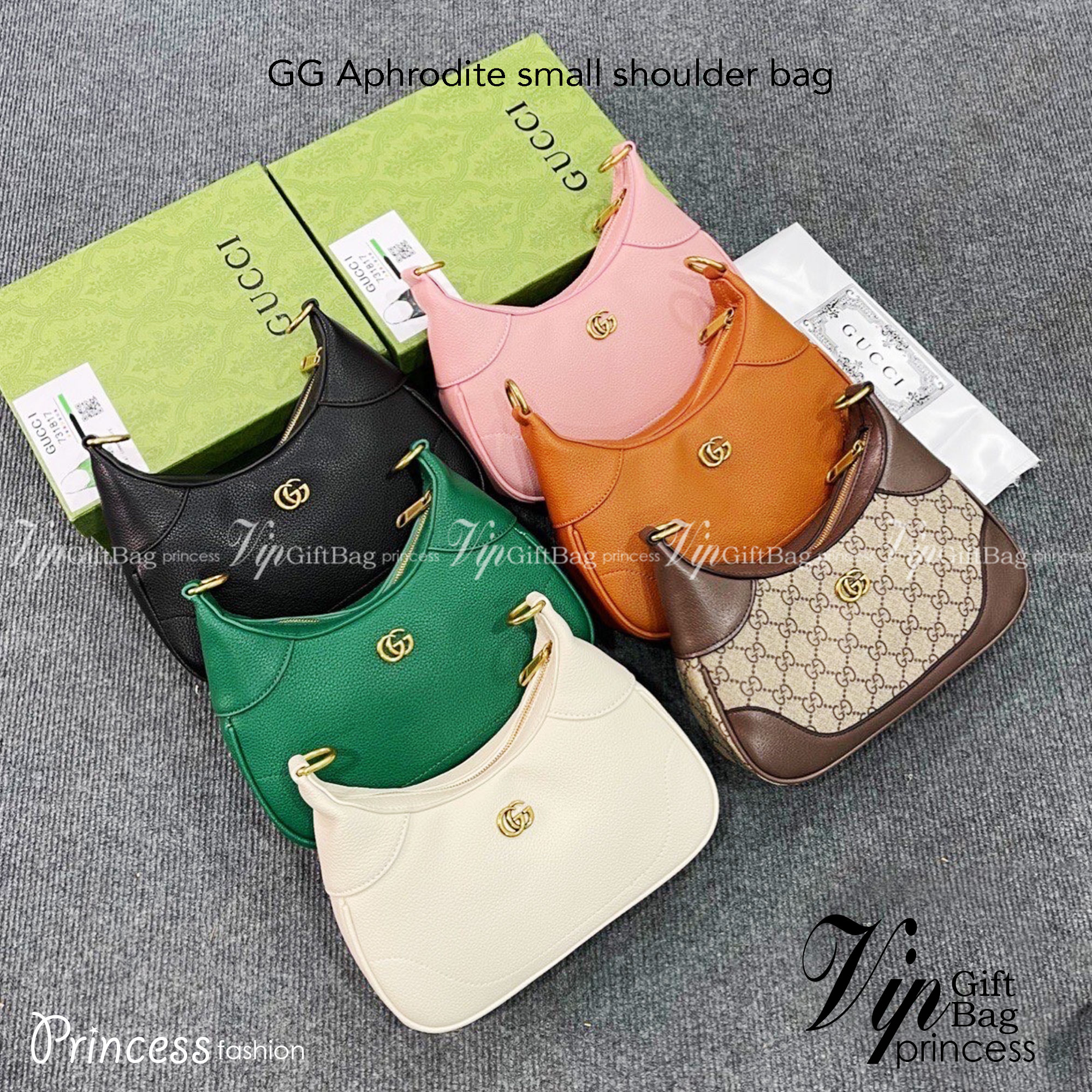 GUCCI Aphrodite small shoulder bag / GC crossbody pouch bag กระเป๋าสะพายทรงคลาสสิค ดีไซน์ย้อนยุคผสานความโมเดิร์นด้วยรูปทรงพอช ที่ใช้งานได้ทุกสไตล์ วัสดุหนังแคนวาส ทนทาน ภายในกระเป๋าเป็นช่องโล่ง สายสะพายมีลูกเล่นหลากหลาย มีให้ทั้งแบบโซ่คล้องไหล่ สายหนังที่