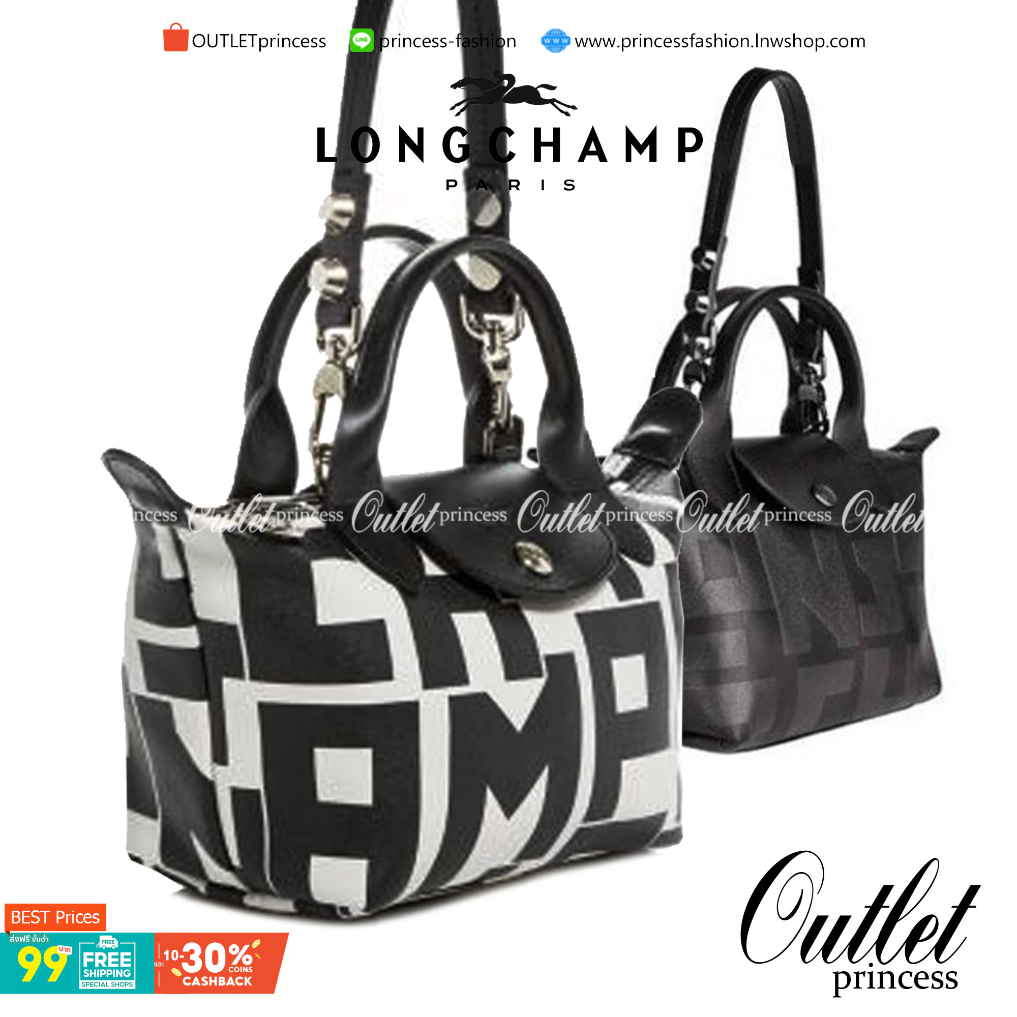 Longchamp Le Pliage Lgp Mini Tote - กระเป๋าถือขนาดเล็ก วัสดุหนังเมทิส หรือ หนังแกะ - น้ำหนักเบา จุของได้เยอะ เปิด-ปิดด้วยซิปสะดวกใช้