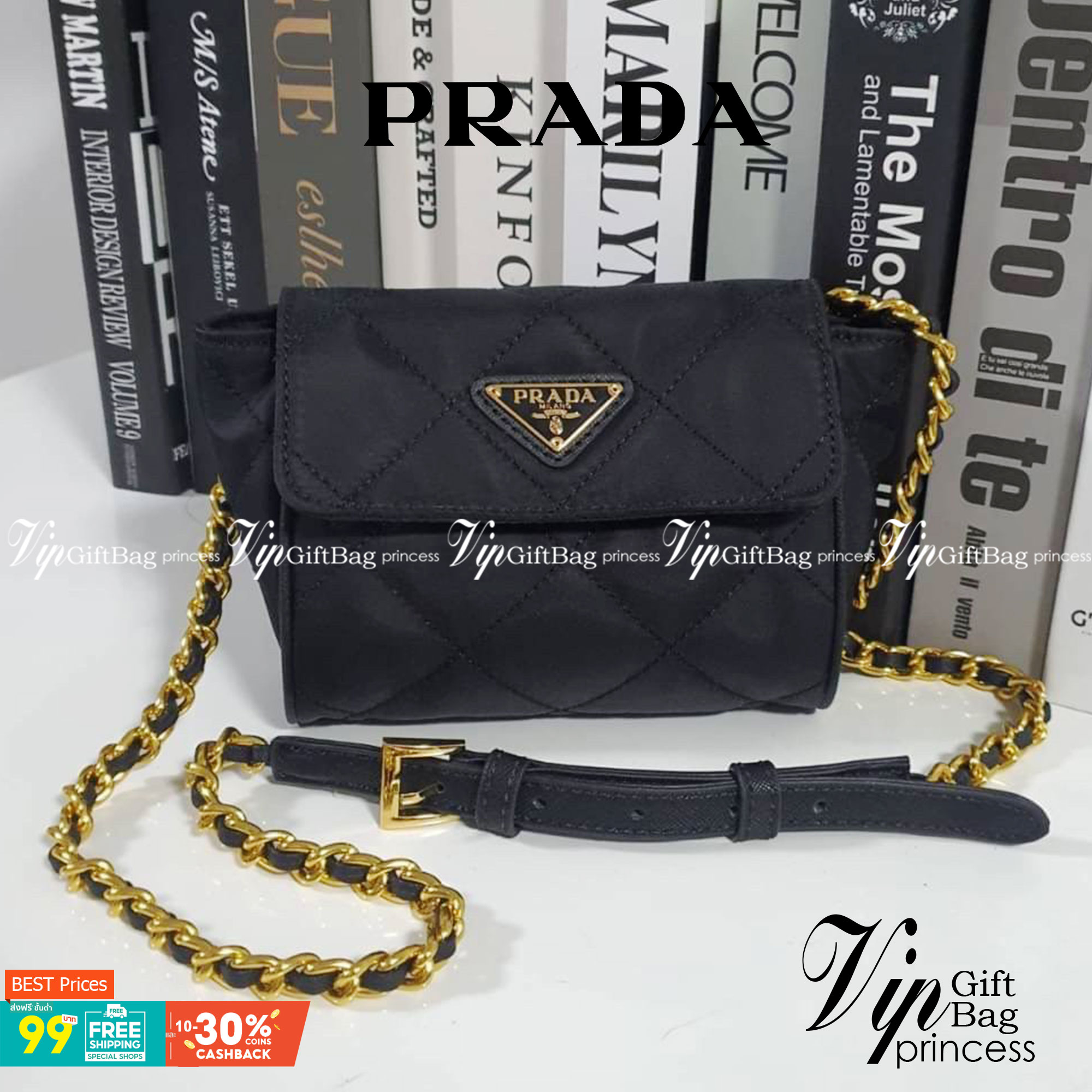 PRADA SHOULDER BAG ส่งตรงจากเคาเตอร์ต่างประเทศ นานๆจะมาทีคะ **ขนาดมินิปุ๊กปิ๊ก กับแบรนด์ Prada เก๋ ไม่ซ้ำใครแน่นอนคะรุ่นนี้ เปิดปิดด้วยกระดุมแม่เหล็ก ภายในบุผ้าแบรนด์ และ มีป้ายโลหะแบรนด์ **อะไหล่ทองเข้มทั้งใบ สามารถใส่Iphone11+ ได้ งานน่ารัก ราคาดี้ดีแบบ