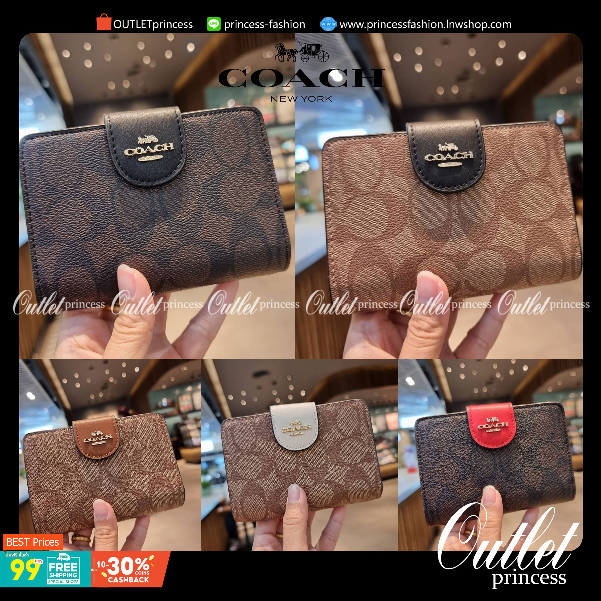 COACH C0082 MEDIUM CORNER ZIP WALLET IN SIGNATURE CANVAS ดีไซน์ใหม่ล่าสุด!! กระเป๋าสตางค์ใบกลาง 👛 ขนาดกำลังเหมาะมือ วัสดุหนังแคนวาสเคลือบลาย ดูแลรักษาง่าย มีช่องใส่บัตรและธนบัตรครบ และช่องซิปแยกไว้ใส่เหรียญ ครบเซ็ทแบบนี้เหมาะส่งต่อเป็นของขวัญที่สุ