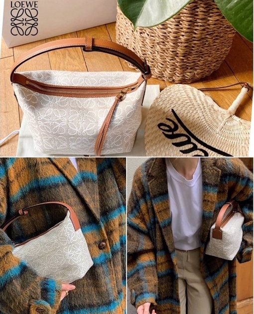 LOEWE ANAGRAM SHOULDER BAG VIP GIFT WITH PURCHASE (GWP) กระเป๋าถือหรือสะพายพรีเมี่ยมกิ๊ฟ Limited จาก LOEWE PERFUME DUTYFREE ไอเท็มแนะนำ! ภาพถ่ายสินค้าจริง สวยตรงปกไม่จกตา! ดีไซน์คงเอกลักษณ์วัสดุ Anagram Canvas Jacquard Fabric ผสมผสานกับหนังแท้ Calfskin ลง