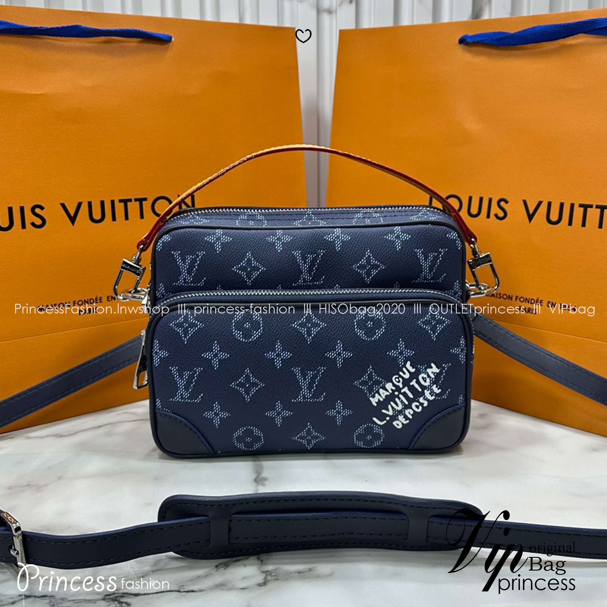 ORI หนังแท้ | LV Nil Messenger PM Ocean Monogram Heritage กระเป๋าสะพายทรงแมสเซ็นเจอร์ สีน้ำทะเล สีใหม่ดีไซน์ใหม่