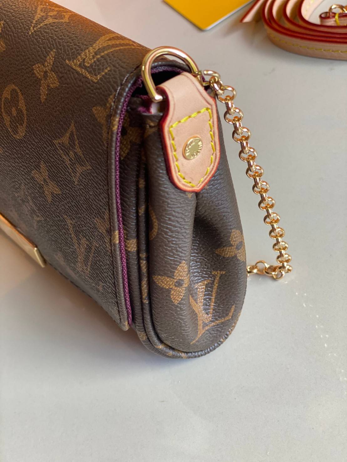 VIP 】หนังแท้ LOUIS VUITTON Monogram Favorite PM Multicolor Damier Ebene Canvas Cross Body Bag