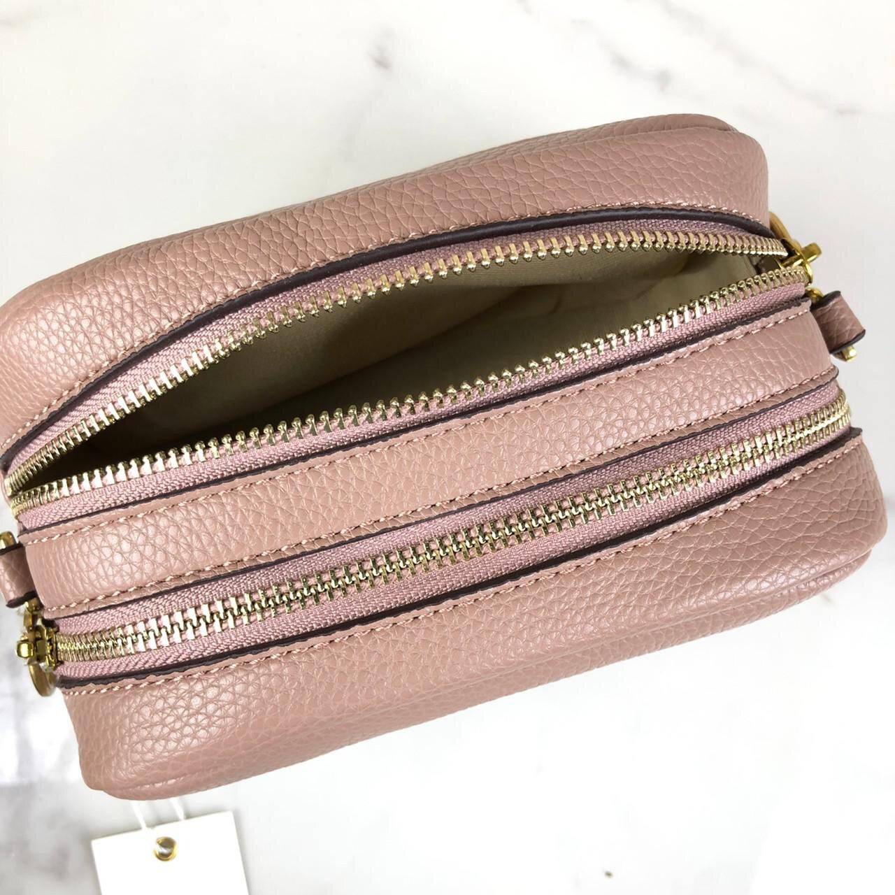 ของแท้ 💯% Tory Burch Perry Bombe Mini Leather Crossbody กระเป๋าสะพาย 2 ช่องซิป