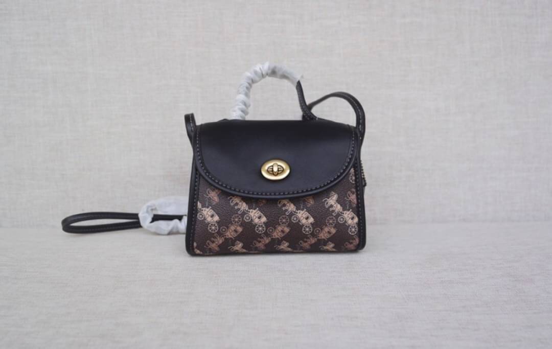 COACH Turnlock Top Handle With Horse And Carriage Print COACH Lady กระเป๋าสะพาย FM1981-144