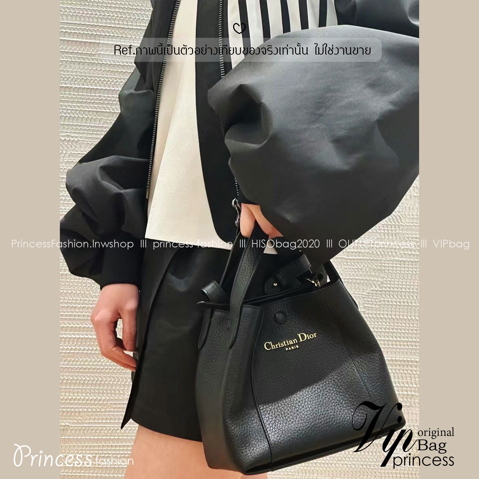 ORI หนังแท้ | DIOR Small Signature Bucket Bag / Dior bucket bag กระเป๋าทรงบัคเกตรุ่นใหม่ล่าสุด มาพร้อมกับการออกแบบที่โดดเด่น และสง่างาม เรียบหรูดูแพง มีรายละเอียดสุดวิจิตร