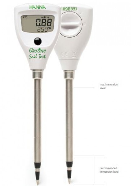 เครื่องวัดความเค็มดิน หรือ EC ในดิน ช่วงค่า 0.00-4.00 mS (dS/m) ยี่ห้อ Hanna รุ่น HI98331