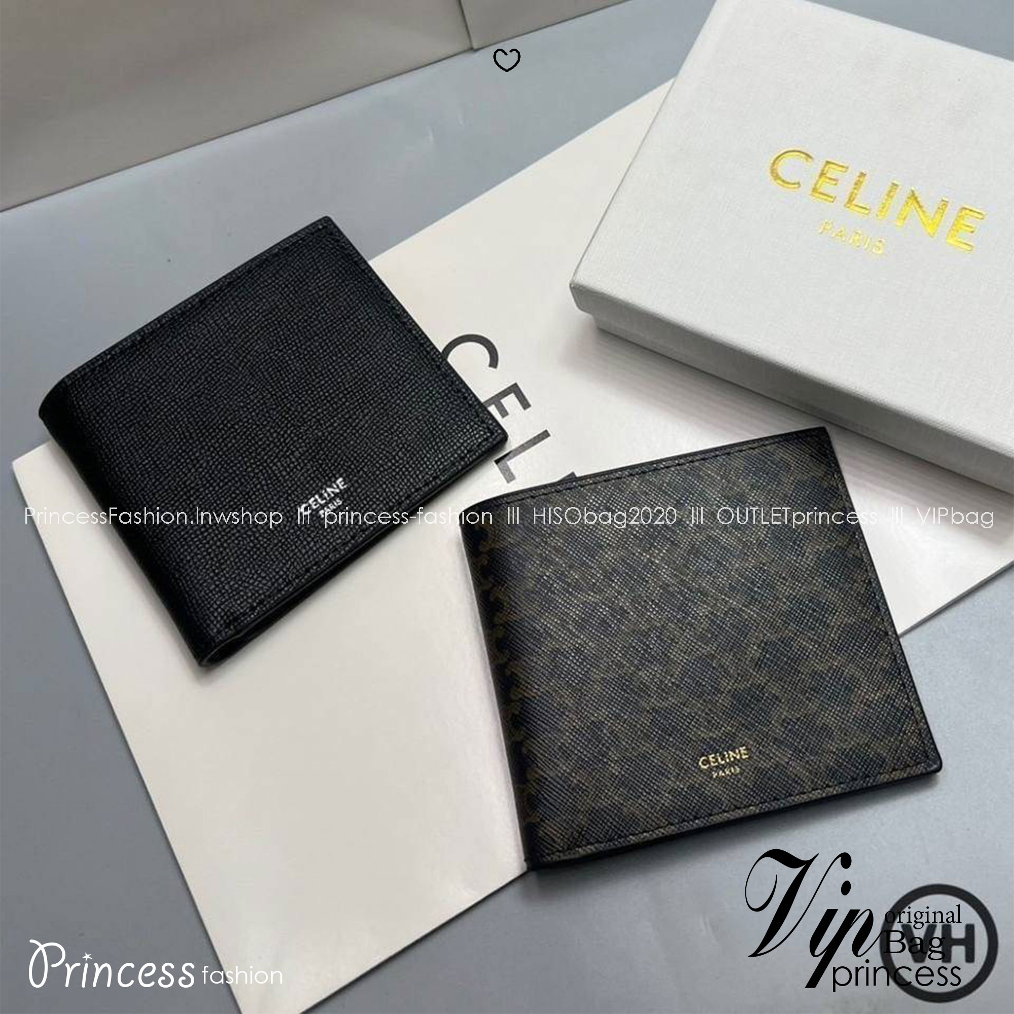 ORI หนังแท้ | CELINE Bi-fold Wallet / CELINE Wallet กระเป๋าสตางค์ใบสั้น กระเป๋าสตางค์ซีลีนผู้ชาย