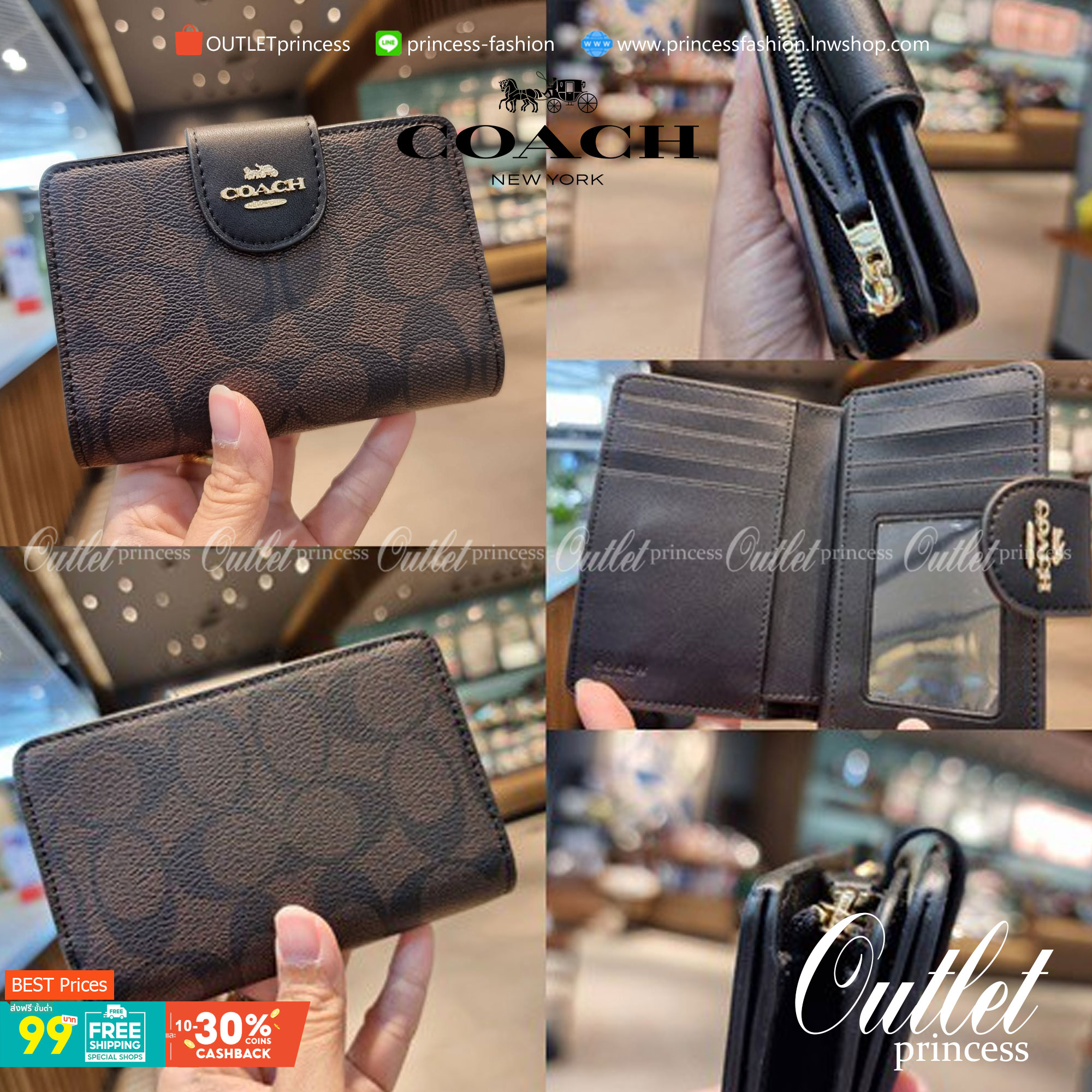 COACH C0082 MEDIUM CORNER ZIP WALLET IN SIGNATURE CANVAS ดีไซน์ใหม่ล่าสุด!! กระเป๋าสตางค์ใบกลาง 👛 ขนาดกำลังเหมาะมือ วัสดุหนังแคนวาสเคลือบลาย ดูแลรักษาง่าย มีช่องใส่บัตรและธนบัตรครบ และช่องซิปแยกไว้ใส่เหรียญ ครบเซ็ทแบบนี้เหมาะส่งต่อเป็นของขวัญที่สุ