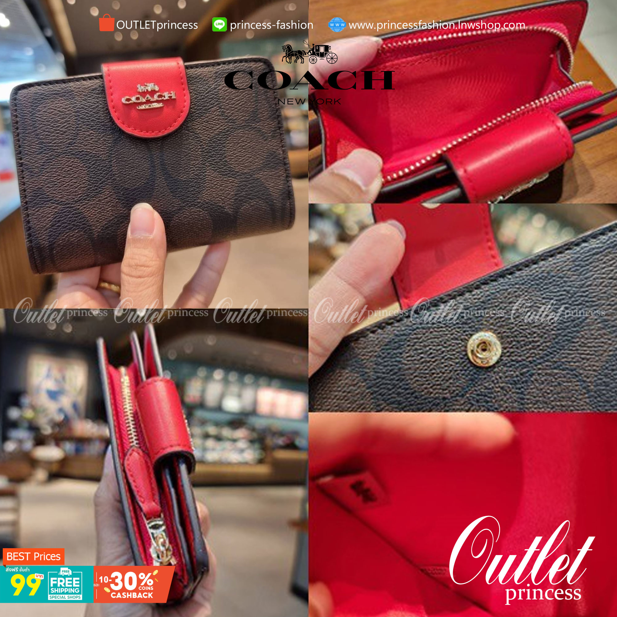 COACH C0082 MEDIUM CORNER ZIP WALLET IN SIGNATURE CANVAS ดีไซน์ใหม่ล่าสุด!! กระเป๋าสตางค์ใบกลาง 👛 ขนาดกำลังเหมาะมือ วัสดุหนังแคนวาสเคลือบลาย ดูแลรักษาง่าย มีช่องใส่บัตรและธนบัตรครบ และช่องซิปแยกไว้ใส่เหรียญ ครบเซ็ทแบบนี้เหมาะส่งต่อเป็นของขวัญที่สุ