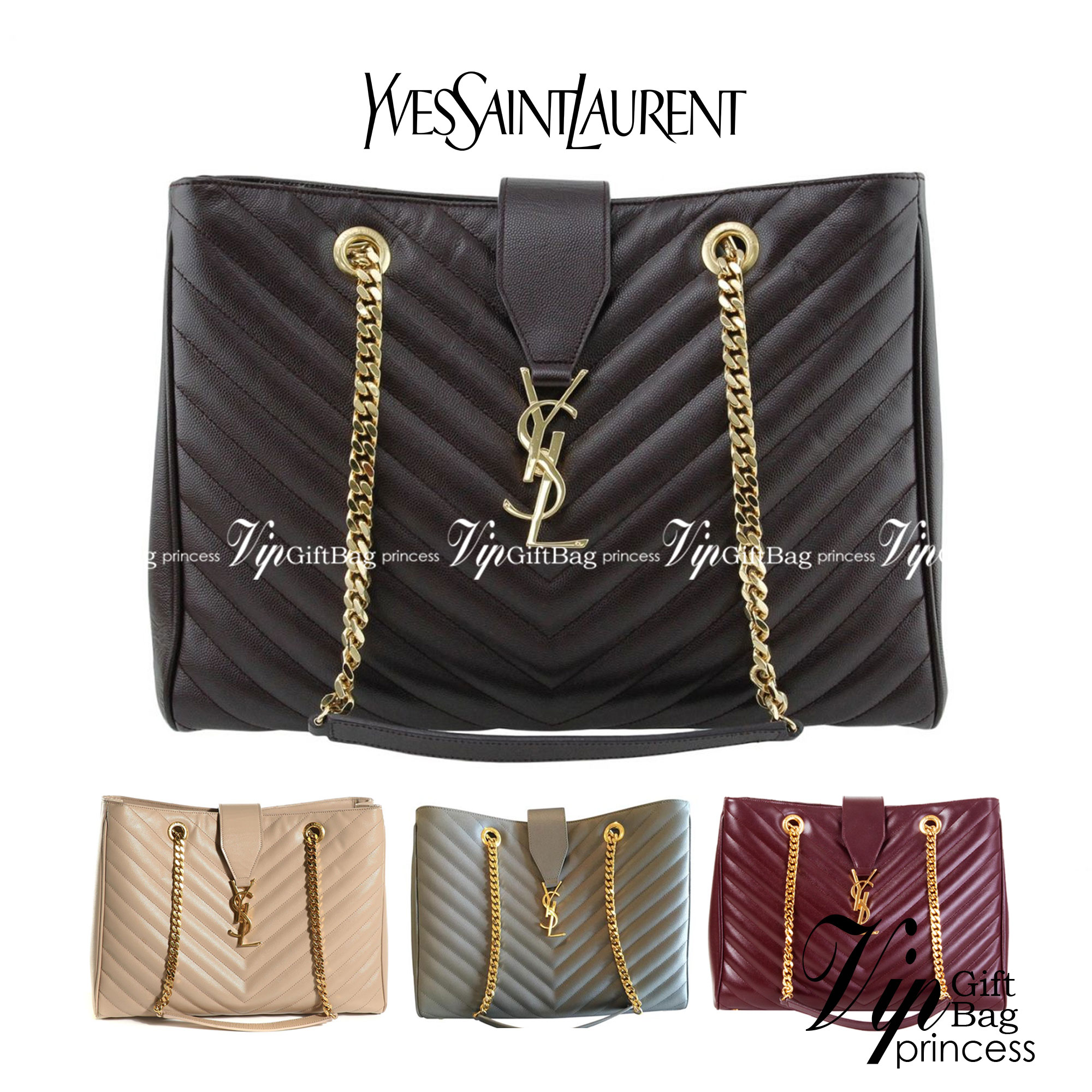 หนังแท้ Saint Laurent YSL Monogram Shopping Large Tote Bag กระเป๋าทรงช้อปปิ้งใบใหญ่ จุของได้เยอะ ภายในแบ่ง 2 ช่อง พร้อมซิปช่องกลาง ภาพสินค้าถ่ายจากงานขายจริง ใช้งานต่างประเทศได้