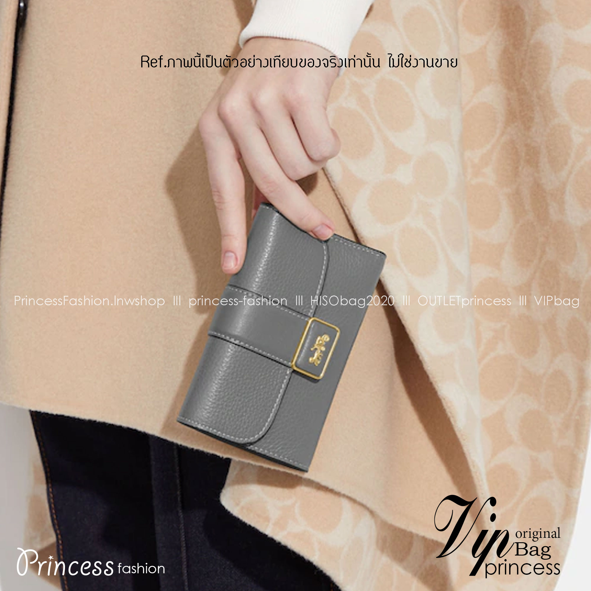 COACH MEDIUM GRACE WALLET IN SIGNATURE CANVAS CC061 CC060 CC059 พร้อมส่ง 5 สี กระเป๋าสตางค์ใบกลาง ดีไซน์หรู โดดเด่นด้วยโลโก้สไตล์วินเทจ คลาสสิค โทนสีใช้งานง่าย