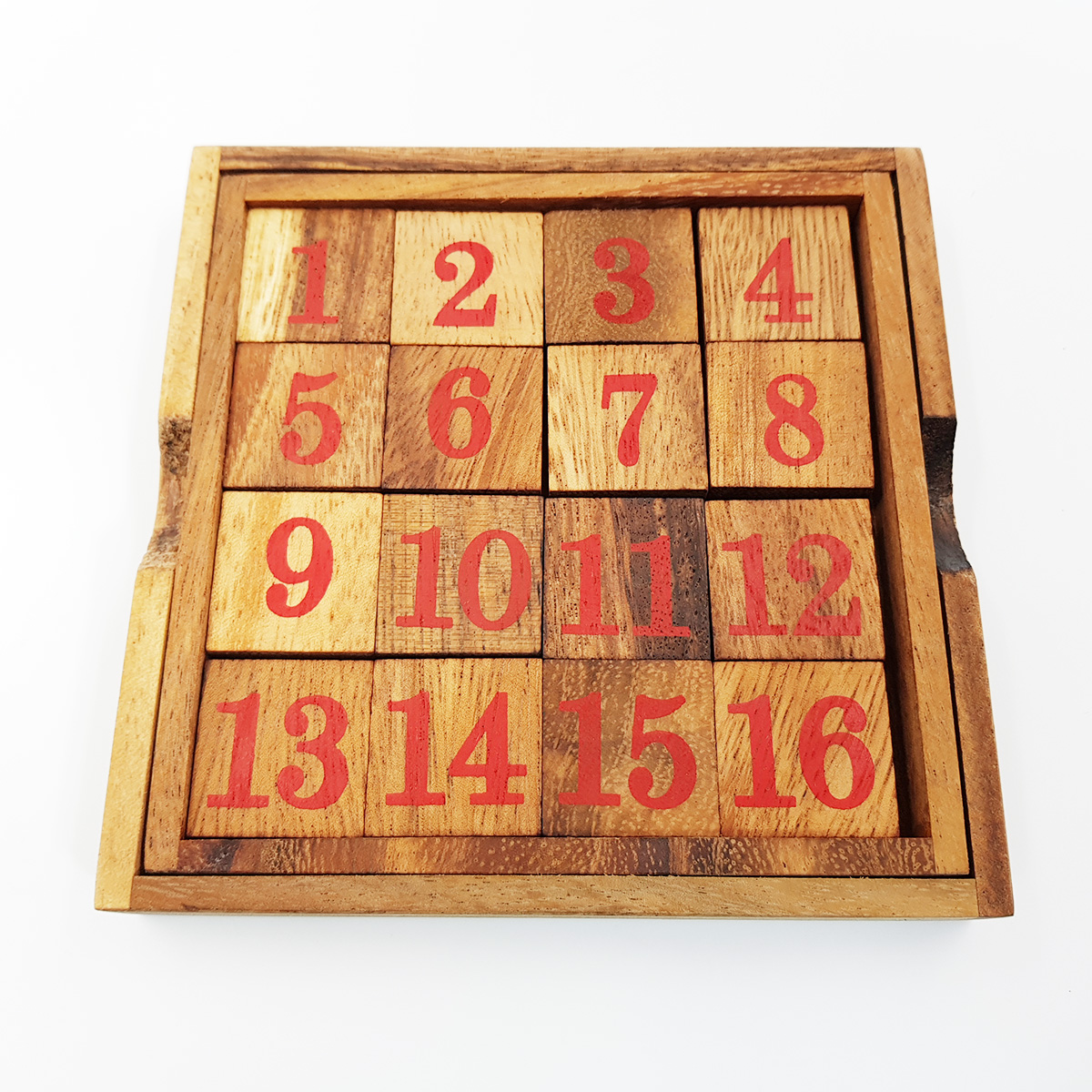 เกมเลื่อนตัวเลขเรียงตัวเลขไม้แบบ1-16 (12.5x12.5x1.7cm.)