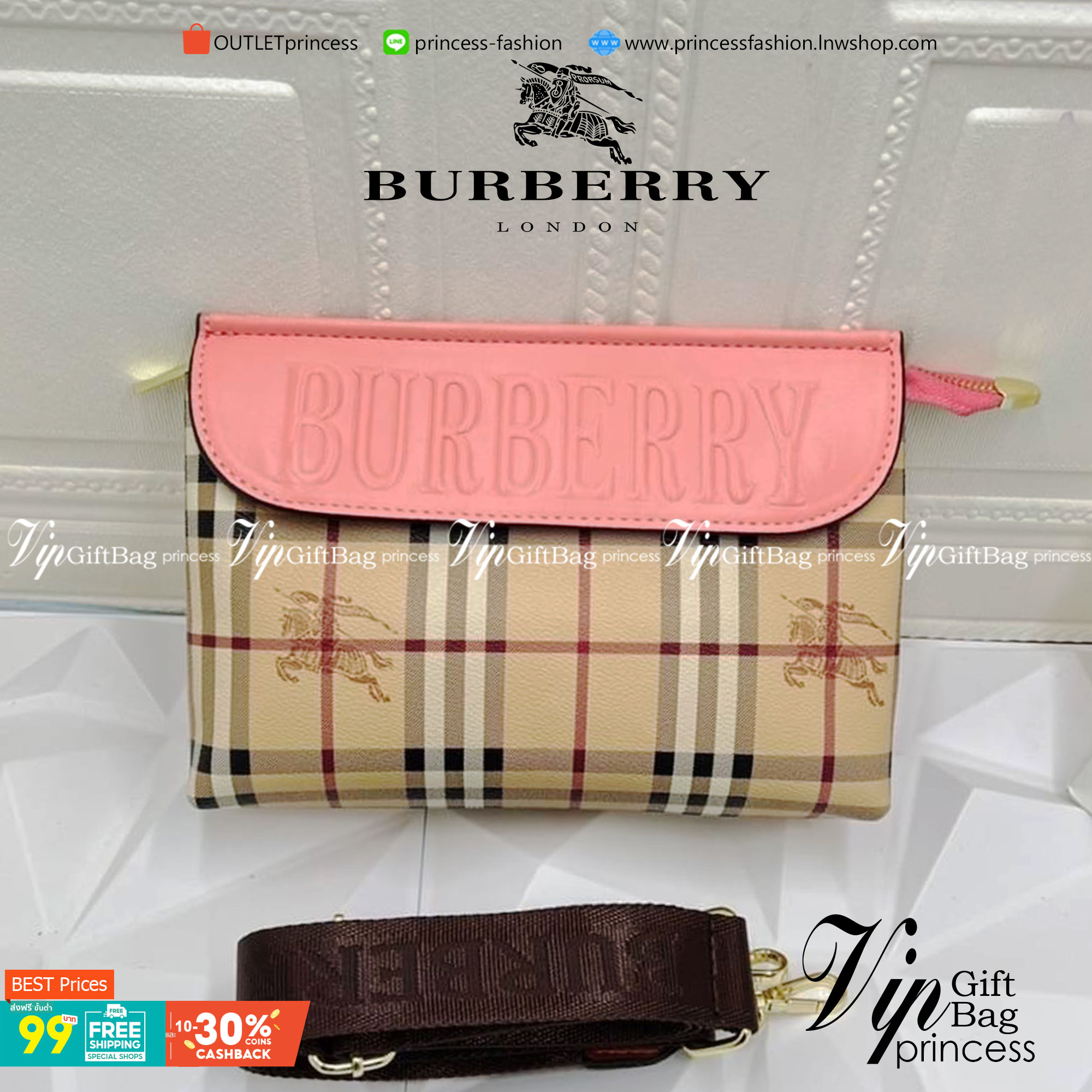 VIP 】BURBERRY CROSSBODY VINTAGE BAG กระเป๋าอยู่ทรงสวย สามารถใส่ของได้หลากหลาย จะถือเป็นครัชหรือสะพายก็ได้ มีสายสปอร์ตให้ด้วยนะคะ ใบเดียวใช้ได้ทุกโอกาส สาวๆต้องมีติดตู้ไว้เลยคะ