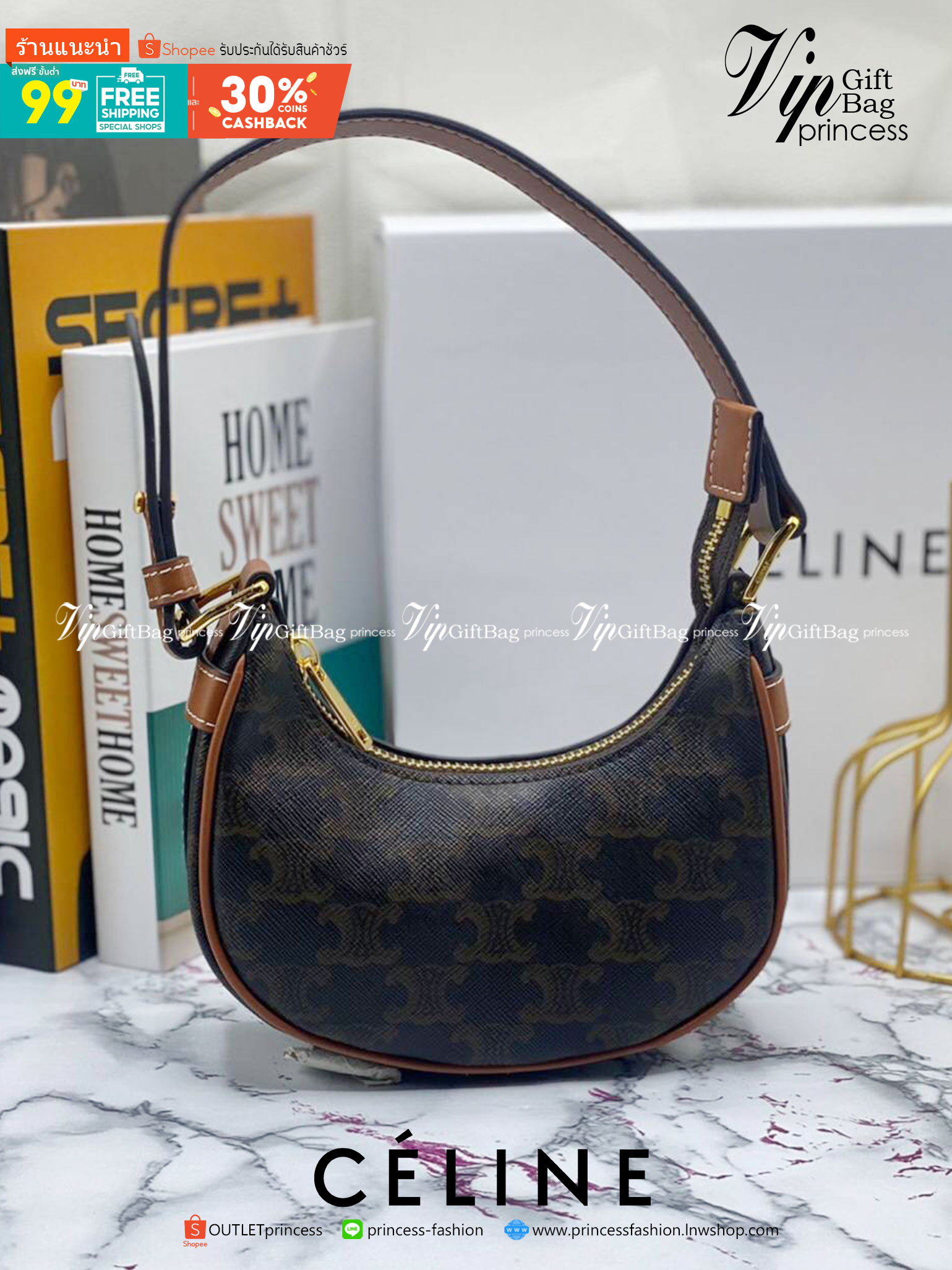 VIP 】หนังแท้ CELINE MINI AVA IN TRIOMPHE CANVAS AND CALFSKIN TAN กระเป๋าถือ/คล้องไหล่ ขนาดมินิน่ารัก สาวๆสายคิ้วตี้ไม่ควรพลาดเลยค่าา น่ารักมากกๆๆ แต่ยังคงเรียบหรูและคลาสสิก ทั้งลายที่แสนโดดเด่น และสายแบบเข็มขัดก็เข้ากันได้ดีสุด ๆ ไม่มีโลโก้ใด ๆ ประทับอยู่