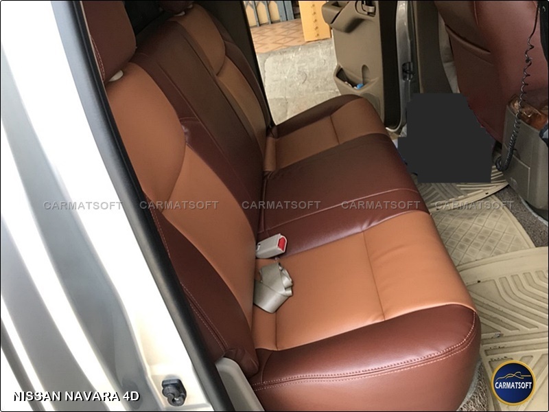 ชุดหุ้มเบาะรถยนต์ NISSAN NAVARA 4D หนังPVC เกรดA หนา1มิล สีชาน้ำตาล