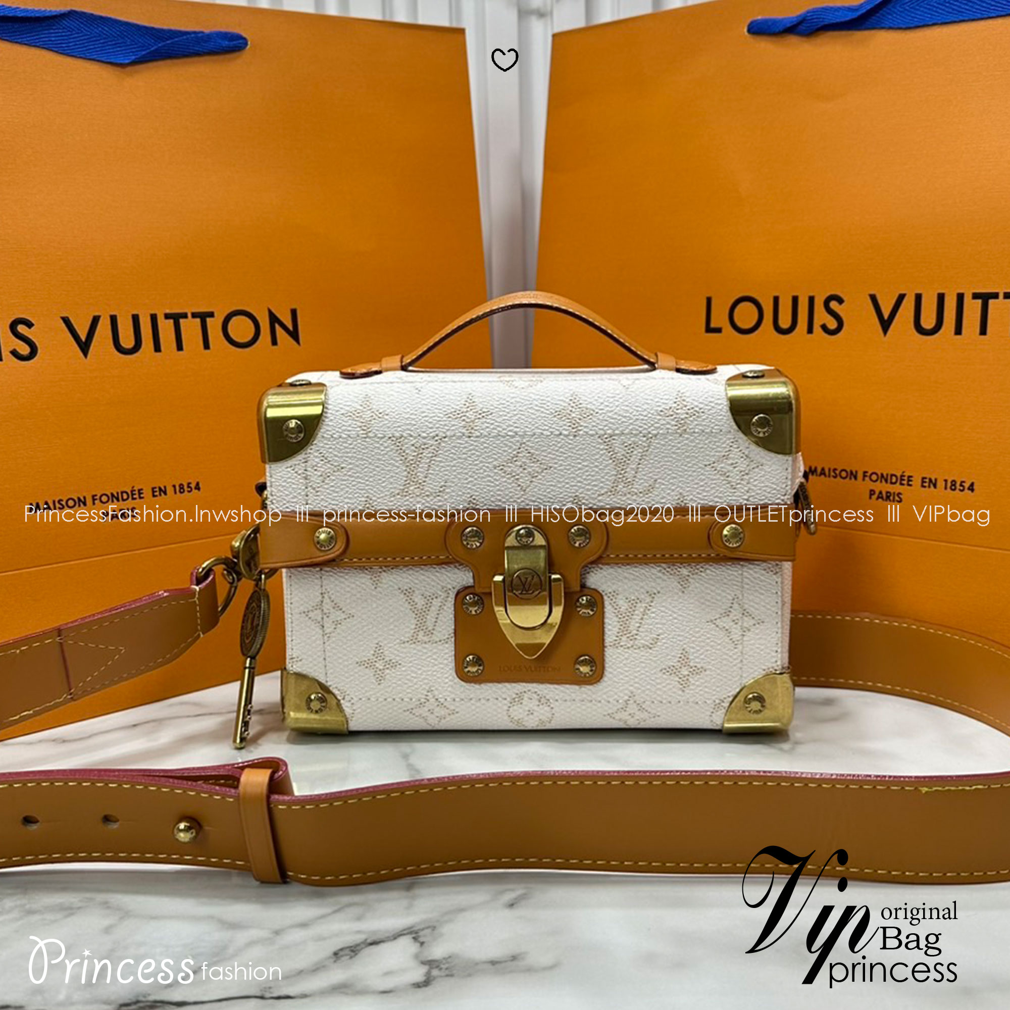 ORI หนังแท้ | LV Soul Trunk Monogram Dust coated canvas Bag กระเป๋าสะพายทรงกล่องโทนสีขาวคลาสสิก รุ่นใหม่สุดไอคอนิก ลายโมโนแกรมสวยงาม สะพายข้างชิคๆ พร้อมตอบรับได้ทุกลุค ทุกสไตล์