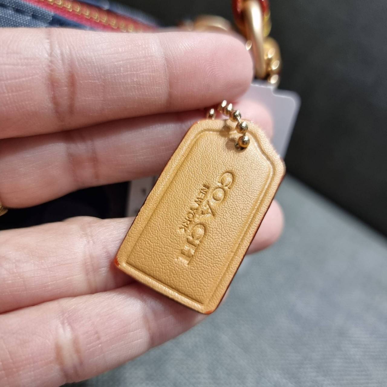 COACH C8665 NOLITA 15 IN SIGNATURE CHAMBRAY คอลเลคชั่น rare item น่ารักน่าใช้ ในสไตล์คลาสสิค กระเป๋าทรงพอชขนาดมินิ กึ่งคล้องมือใช้ได้ 2 สไตล์ ปรับสายให้มาเกี่ยวฝั่งเดียวเพื่อใช้เป็นคล้องมือ หรือปรับเกี่ยวอีกฝั่งใช้คล้องแขนก็เก๋มากมาย วัสดุผ้าแชมเบรย์ สวยค