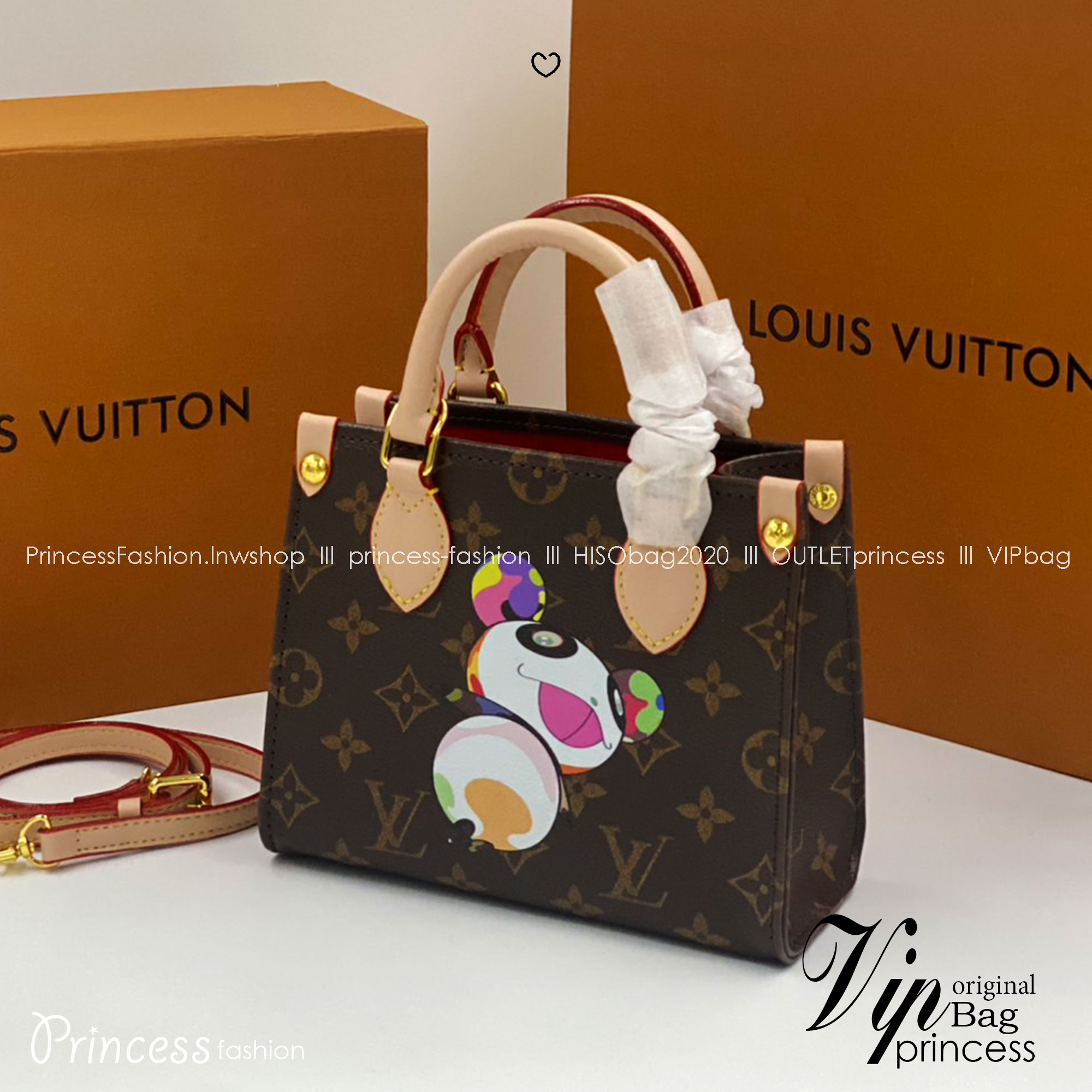 ORI | LV x TM OnTheGo BB Tote Bag กระเป๋าทรงโท้ทไซส์เล็กหนังแท้แคนวาสแท้ คอลใหม่พิมพ์ลาย Murakami สีสันสดใส