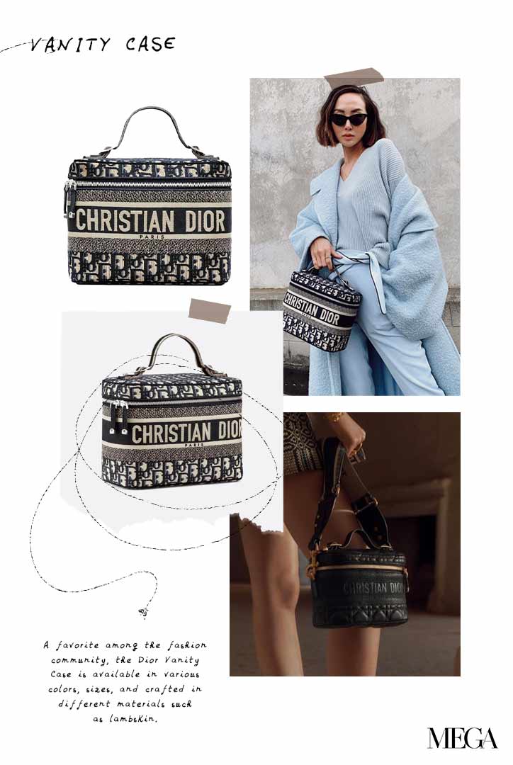 22cm Medium DiorTravel Vanity Case กระเป๋าใส่เครื่องสำอางใบกลาง จุของได้เยอะ มาพร้อมกับลวดลาย Oblique ปักอย่างประณีตและประดับด้วยสัญลักษณ์ Christian Dior Paris มาพร้อมสายสะพายและหูจับในตัว