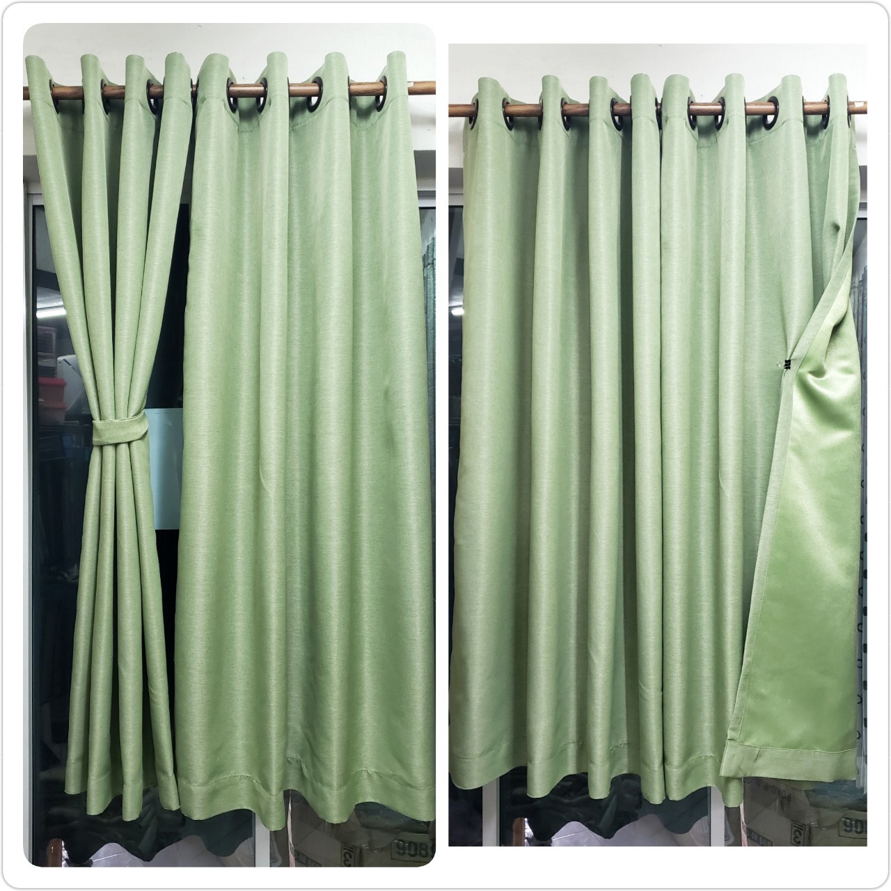 ผ้าม่านก.130*ส.180ซม./ผืน กันแสงUV95% ผ้าม่าน รุ่น มินิมอล(minimalist)สีเขียวเข้ม